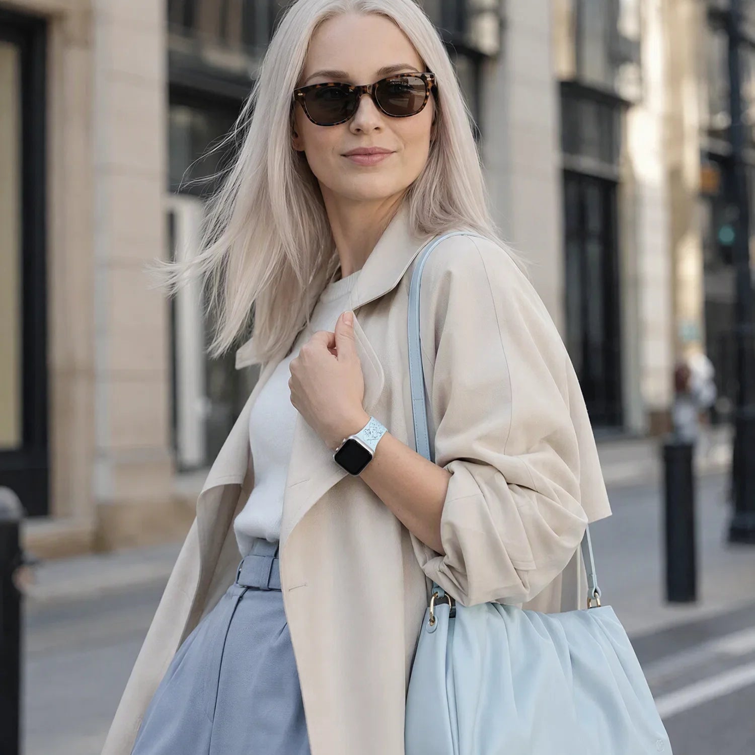 Apple Watch Livia Blumenprint Armband – Silikon – Hellblau