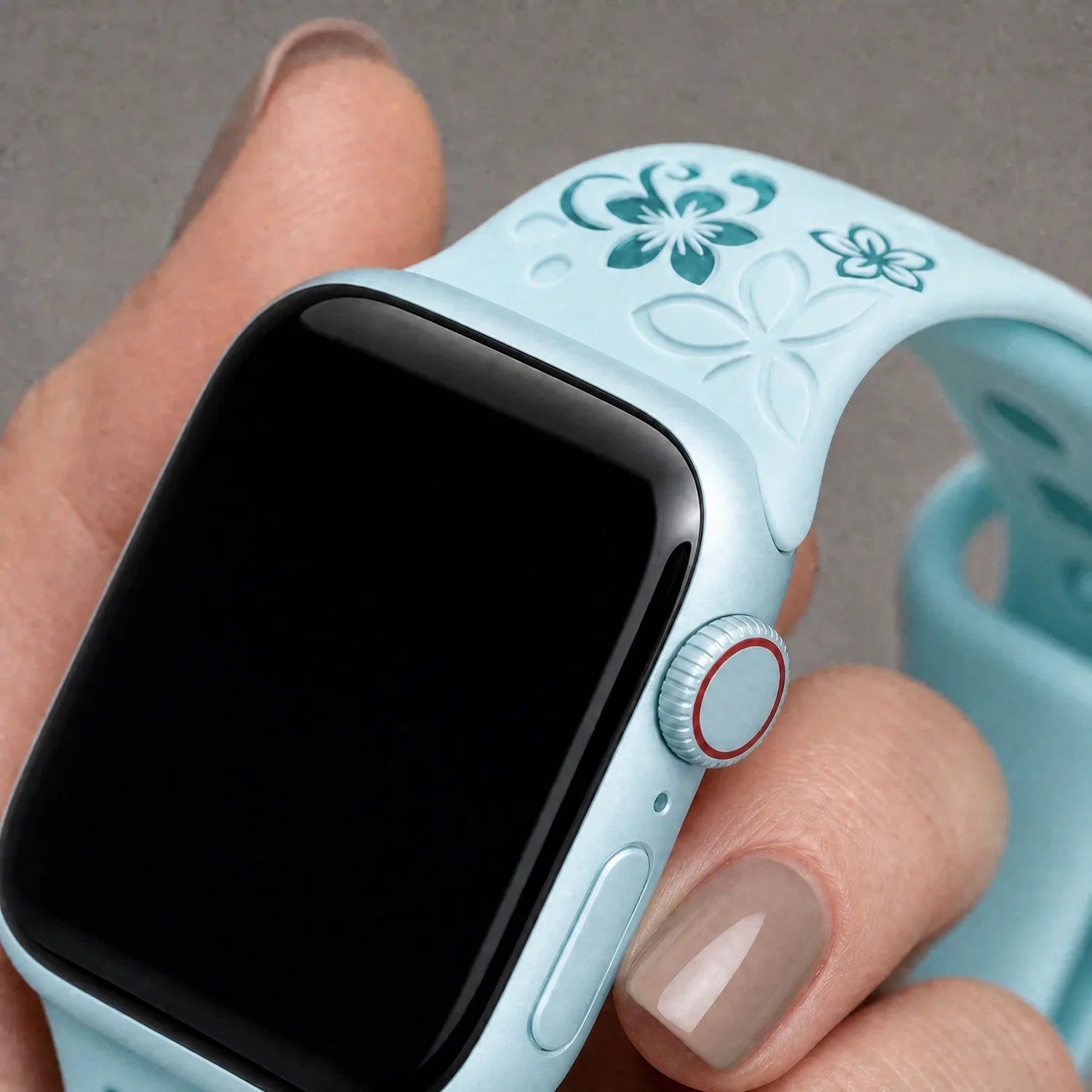 Apple Watch Livia Blumenprint Armband – Silikon – Hellblau