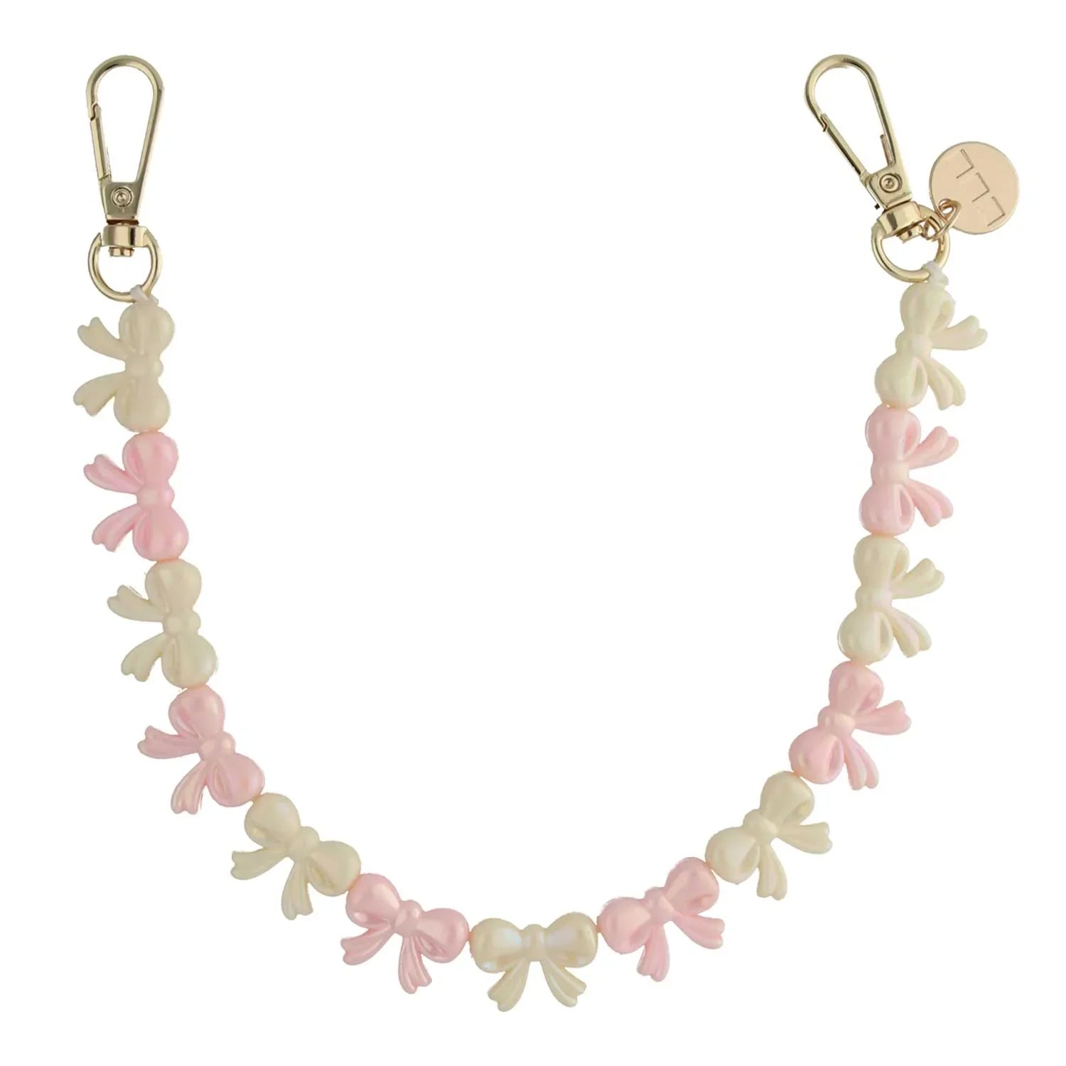 Handykette Bow - rosa-weiß - gold