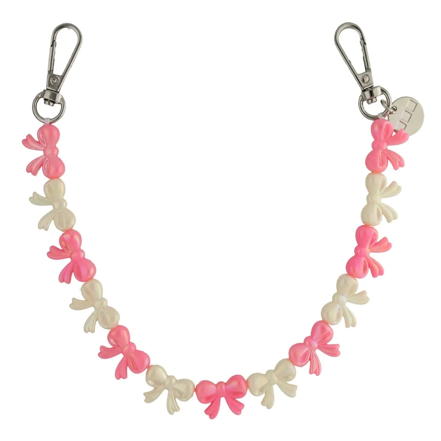 Handykette Bow - rosa weiß - silber