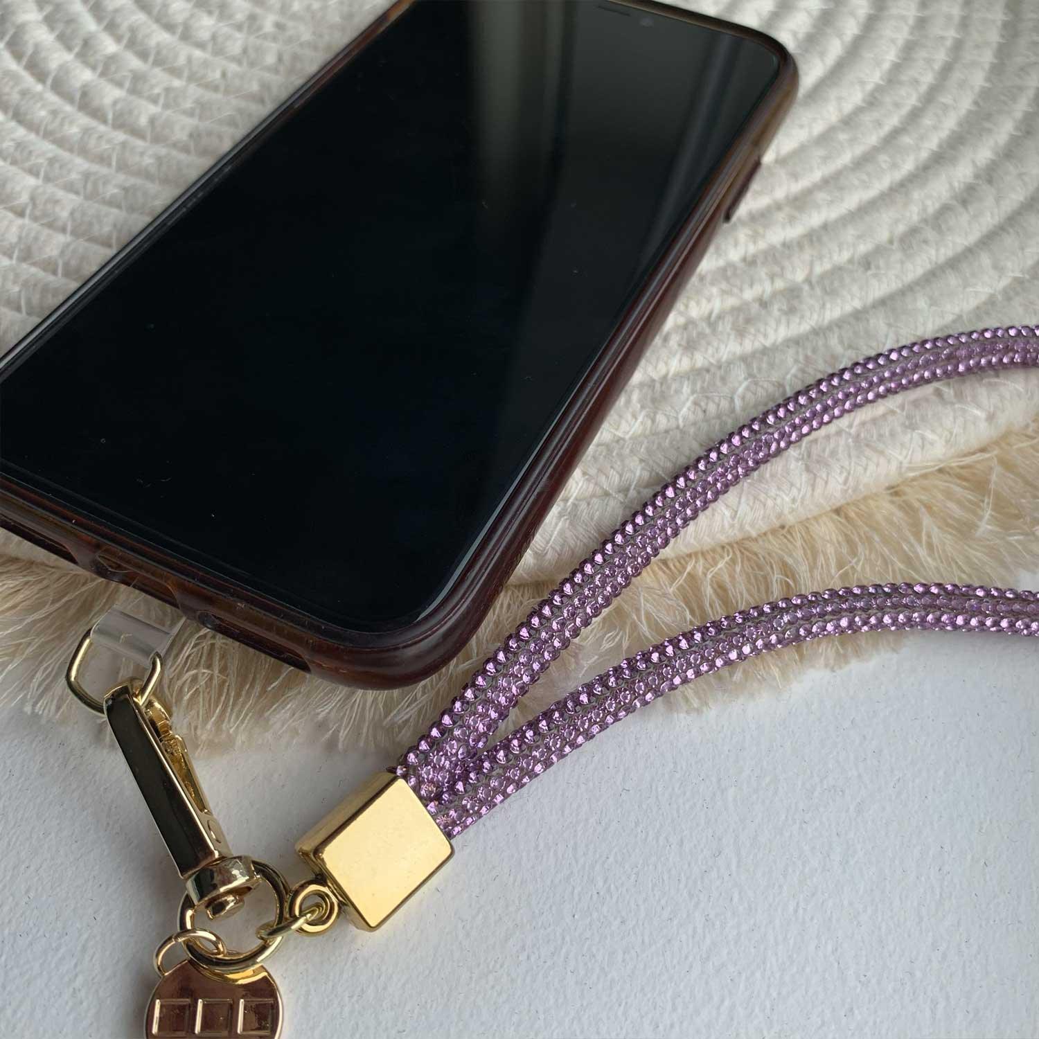 Handykette Diamond - lila - gold