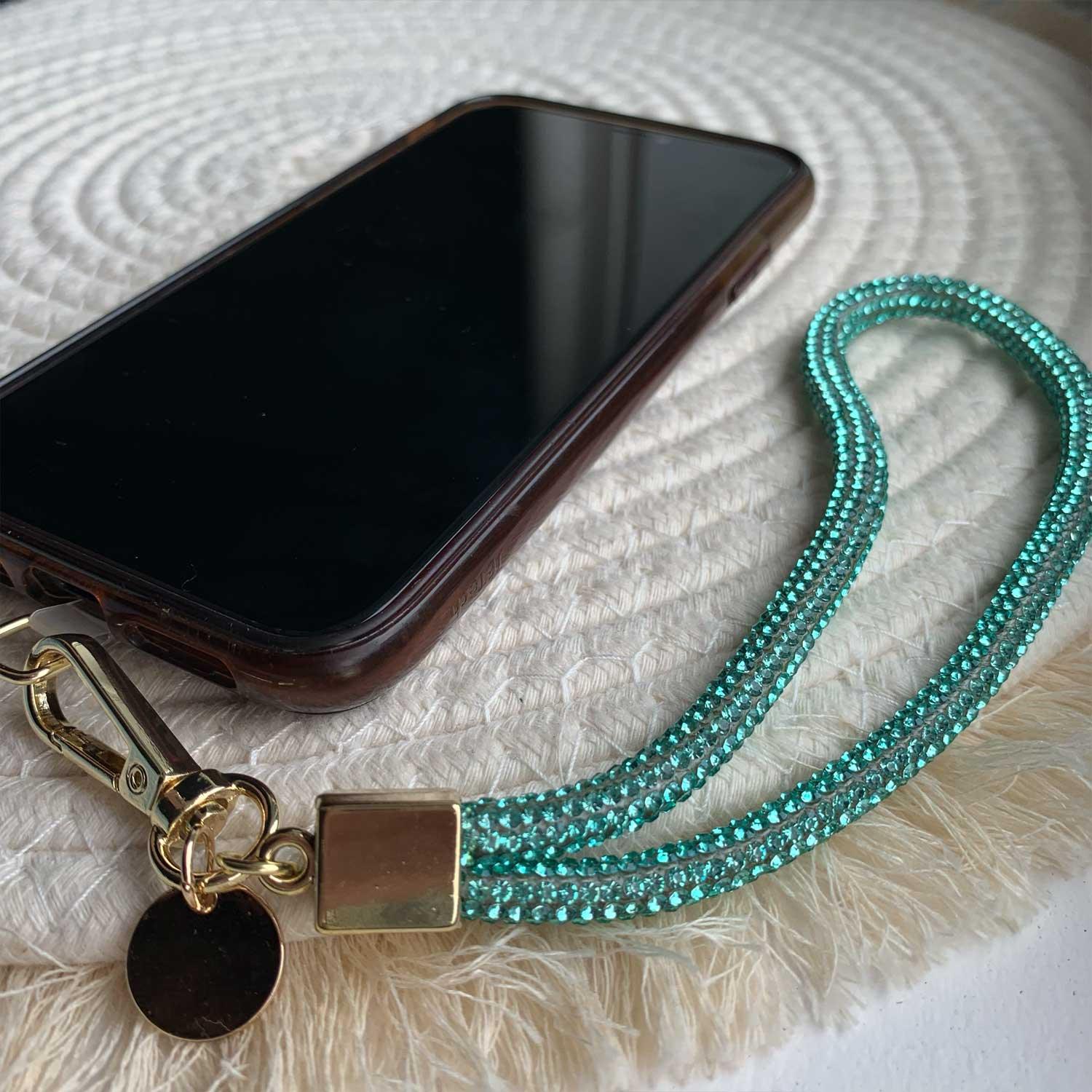 Handykette Diamond - Meeresblau - Gold