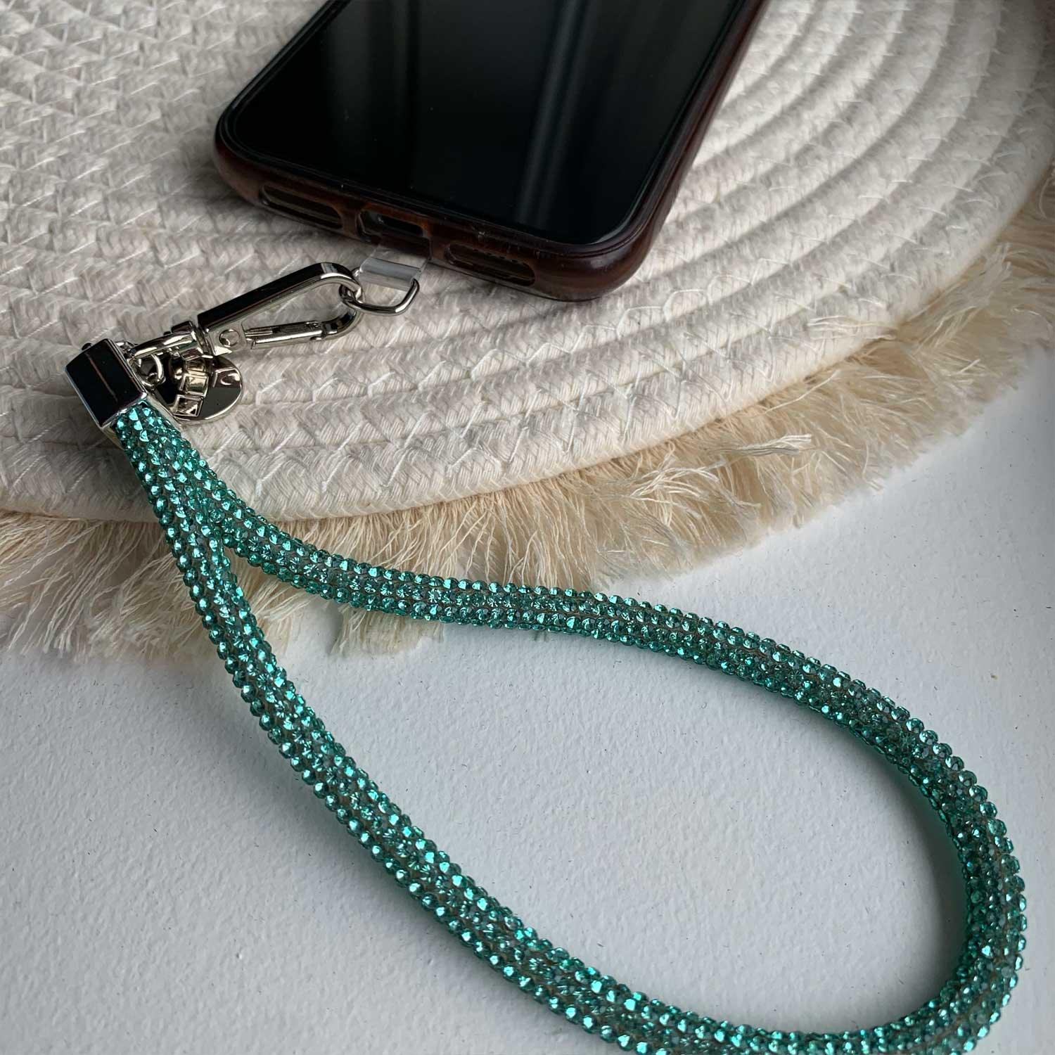 Handykette Diamond - Meeresblau - Silber