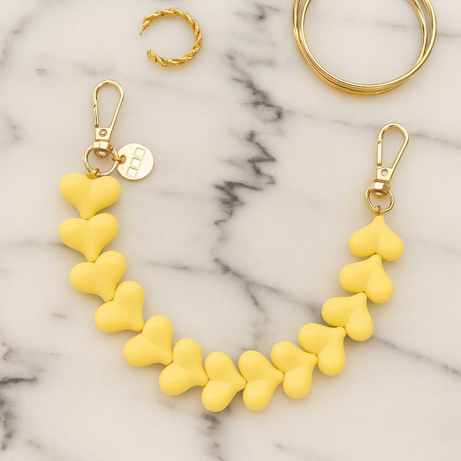 Handykette Herz - Buttergelb - Gold
