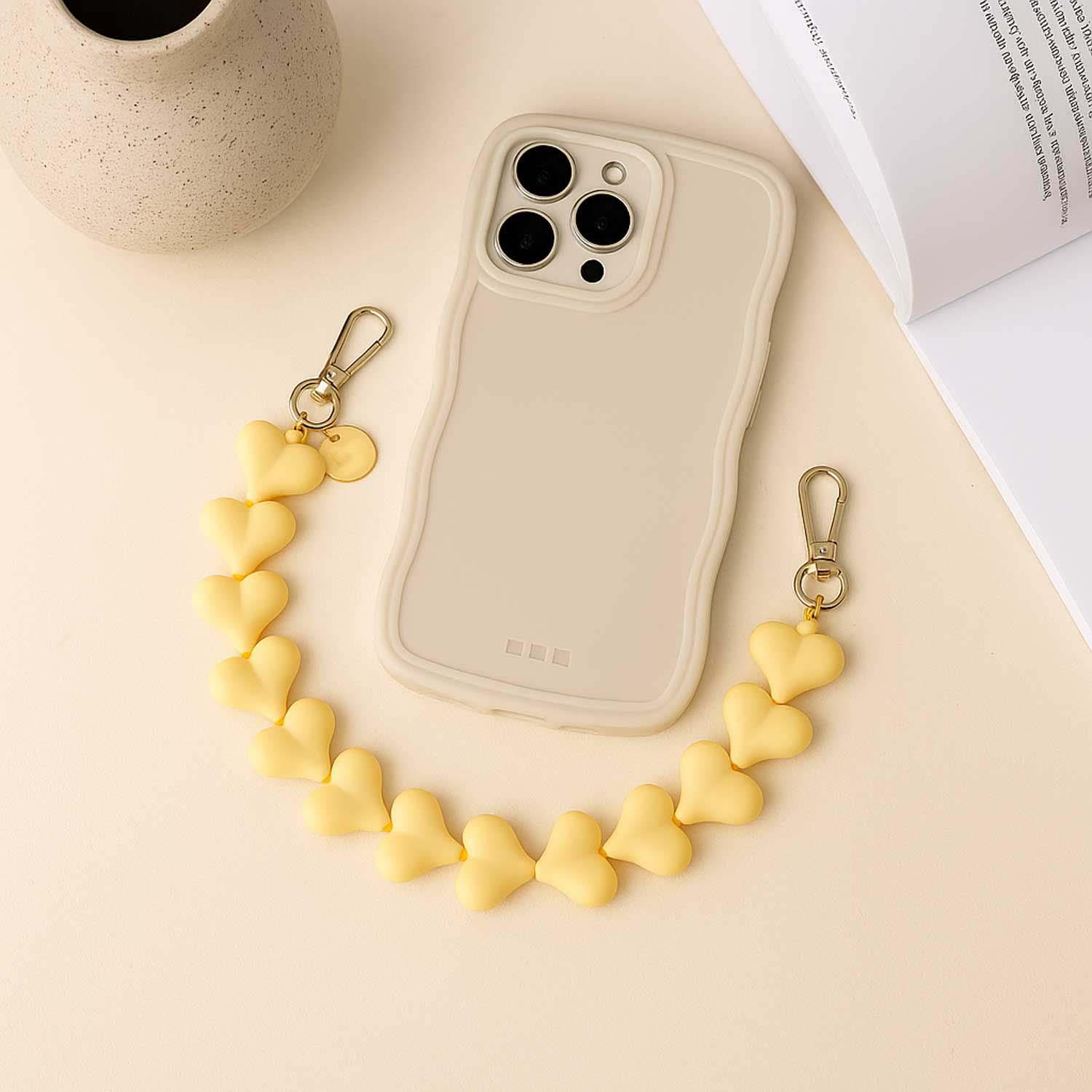 Handykette Herz - Buttergelb - Gold