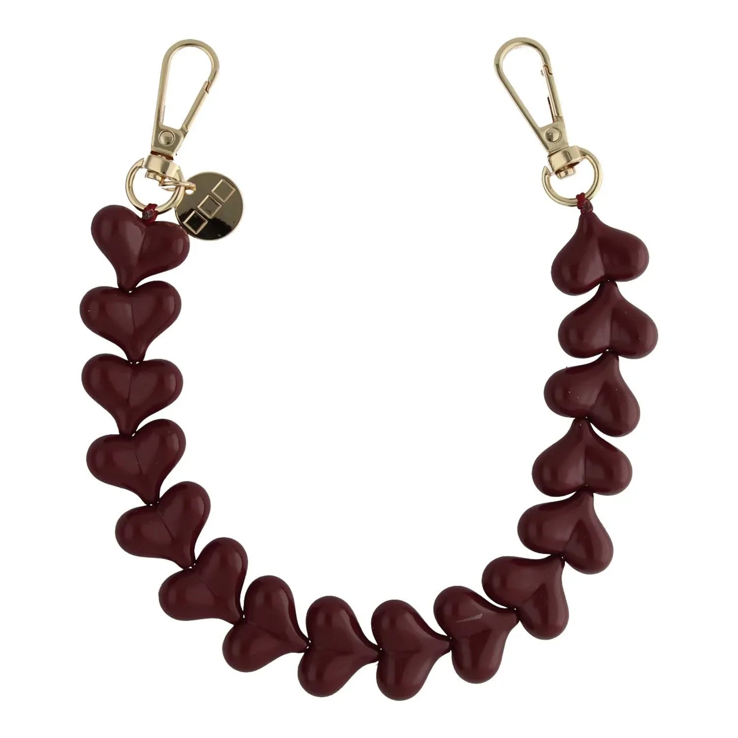 Handykette Herz - bordeaux - gold
