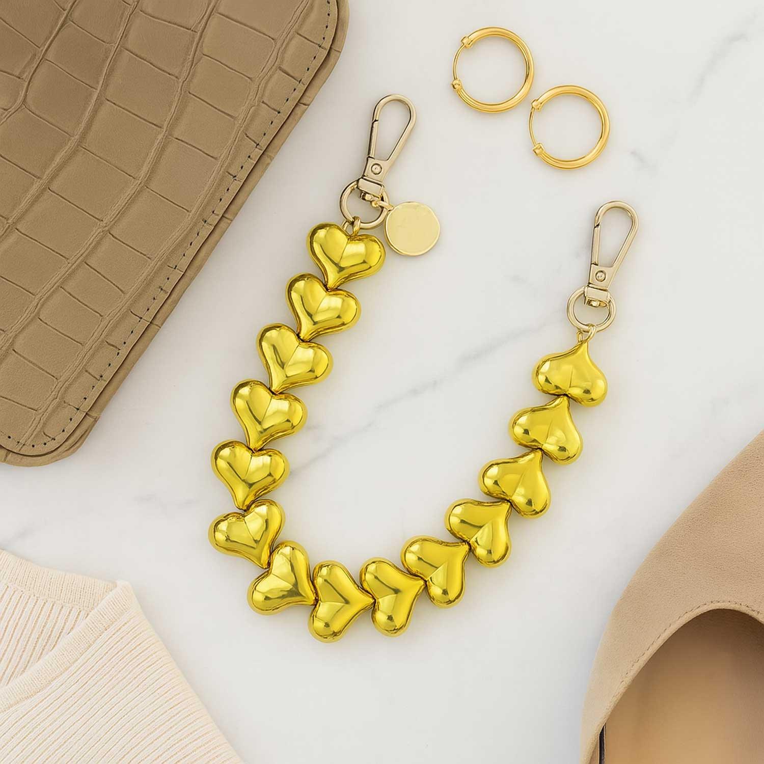 Handykette Heart – Chrom-Gold – Gold