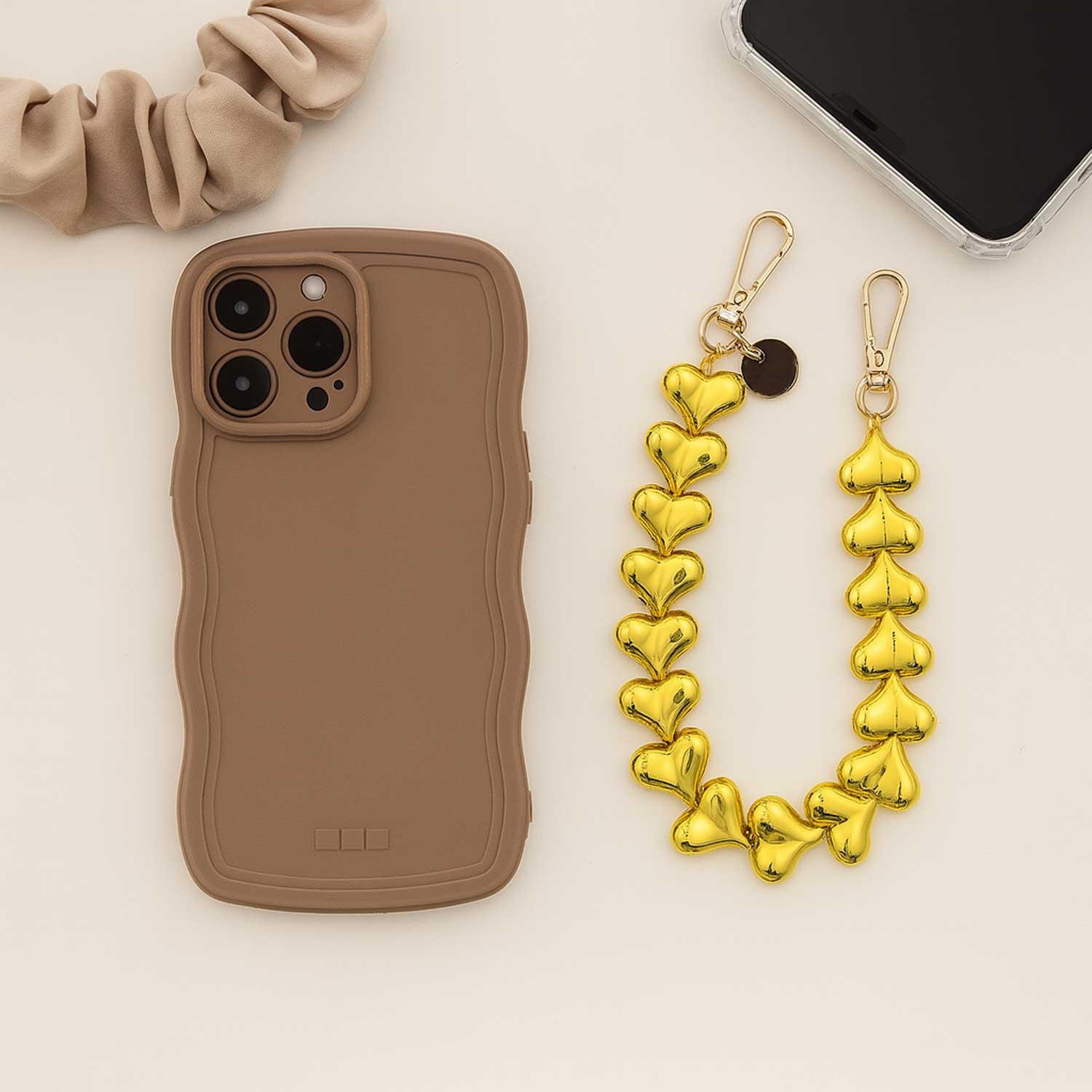 Handykette Heart – Chrom-Gold – Gold