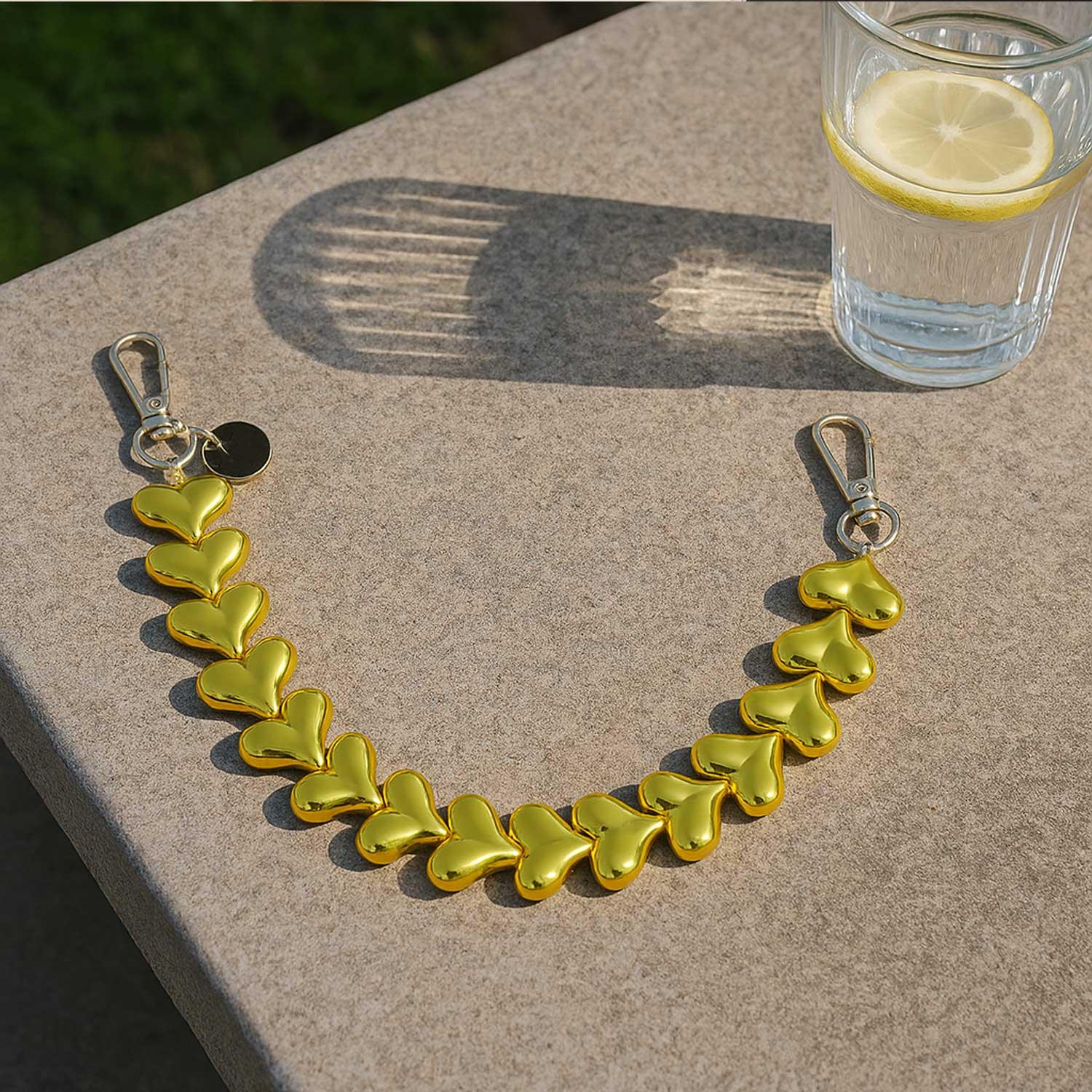 Handykette Heart – Chrom-Gold – Gold