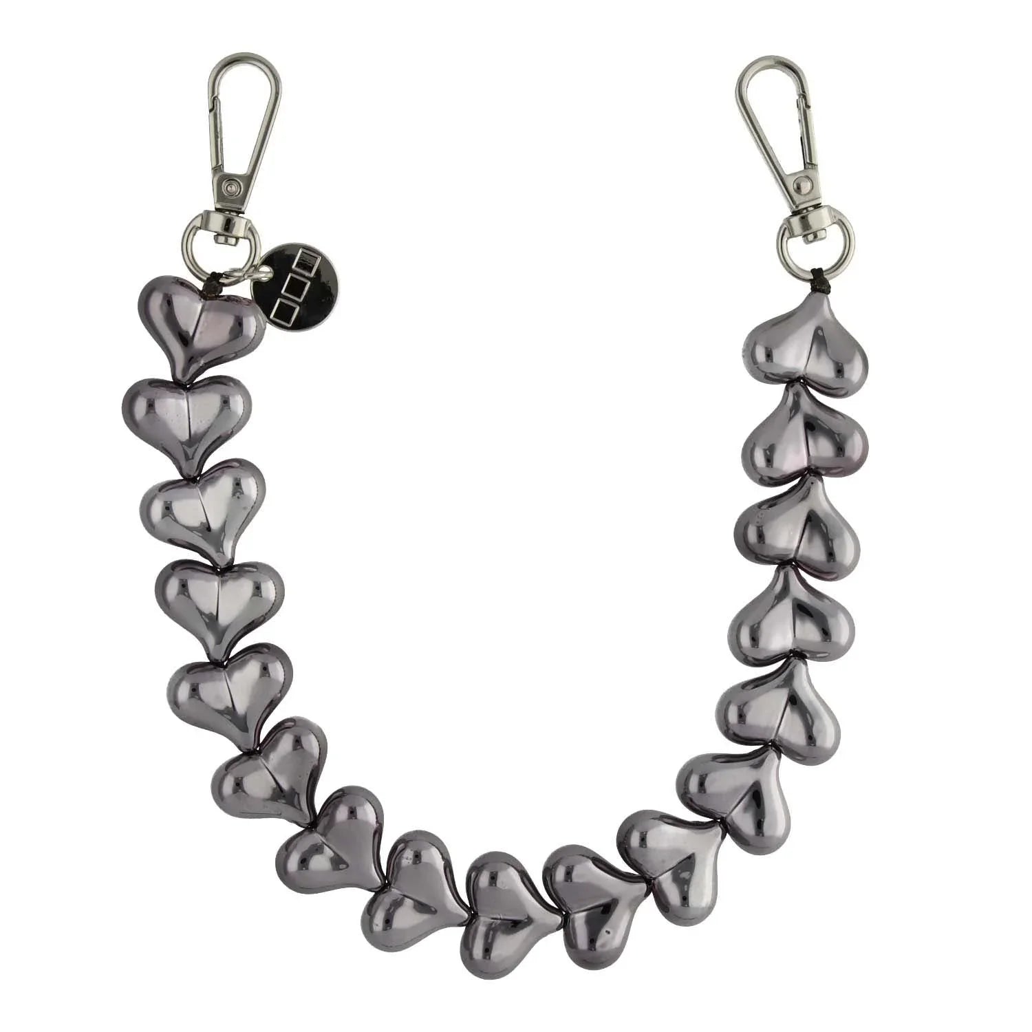 Handykette Herz - Chrom Schwarz - Silber
