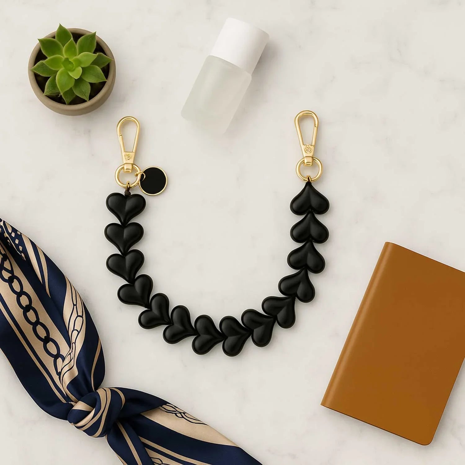 Handykette Heart - einfarbig schwarz - Gold