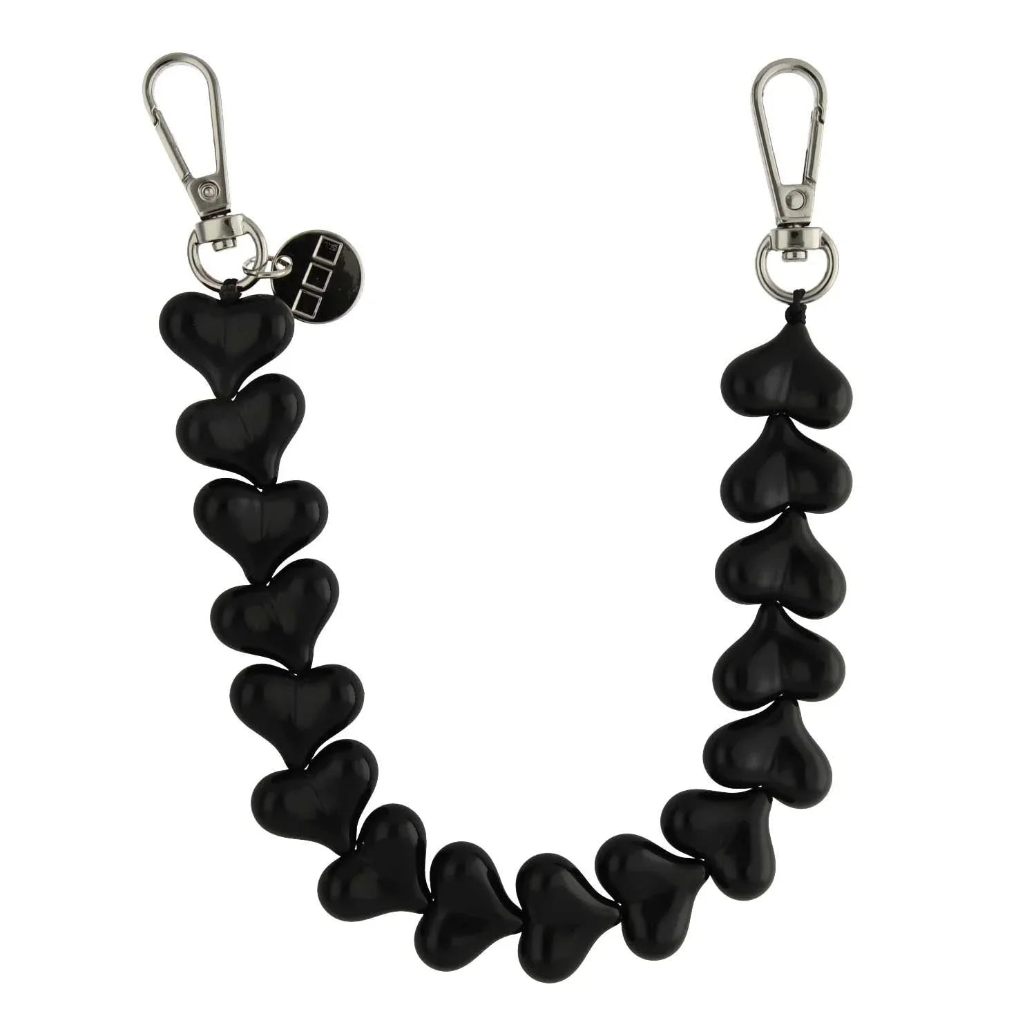 Handykette Heart – einfarbig schwarz – Silber