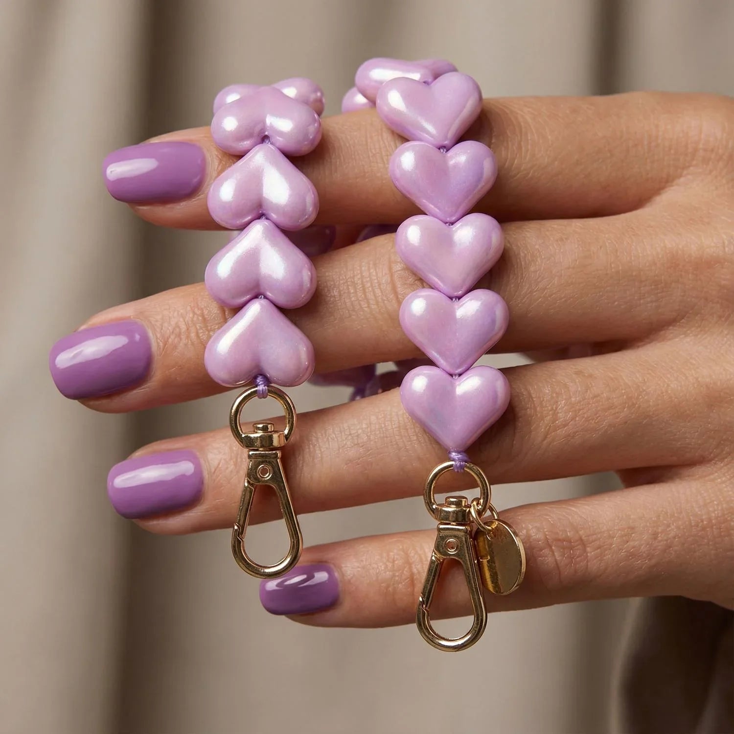 Telefonkette Heart – Lila – Gold