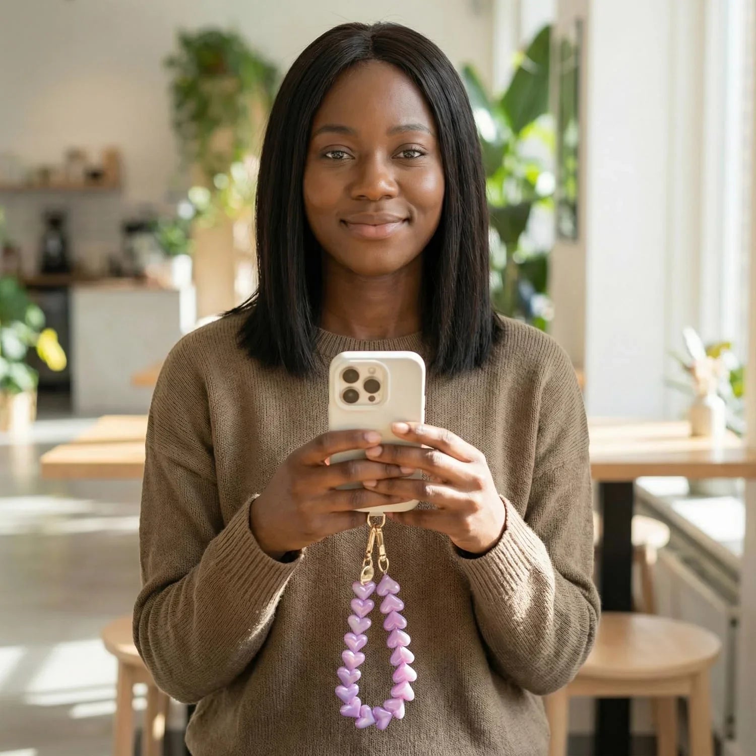 Telefonkette Heart – Lila – Gold