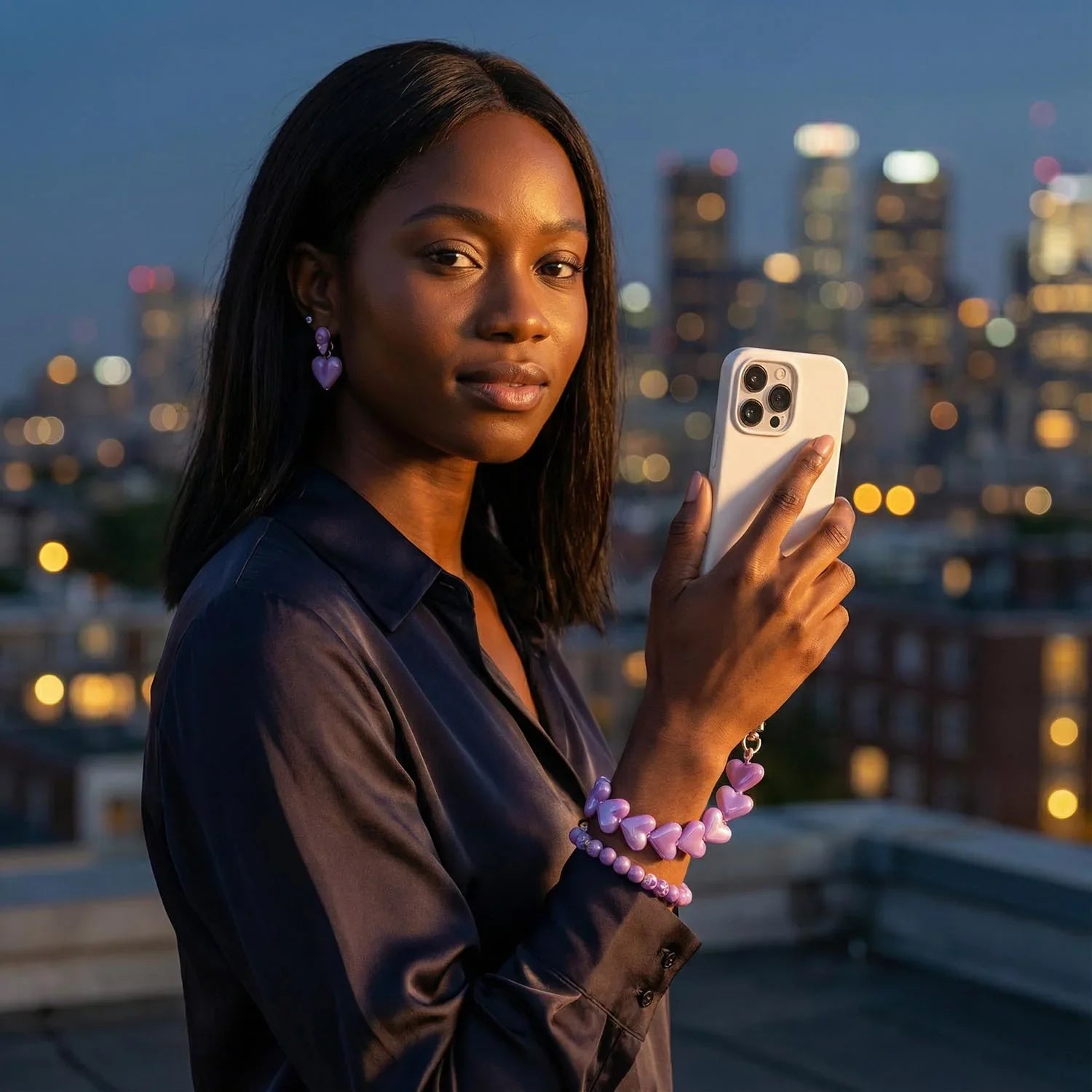 Telefonkette Heart – Lila – Gold