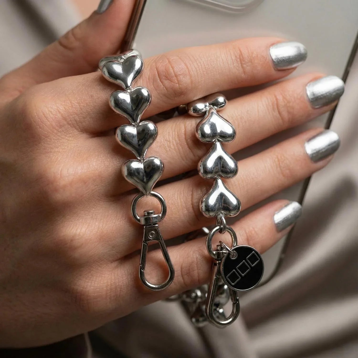 Handykette Heart - silber - silber