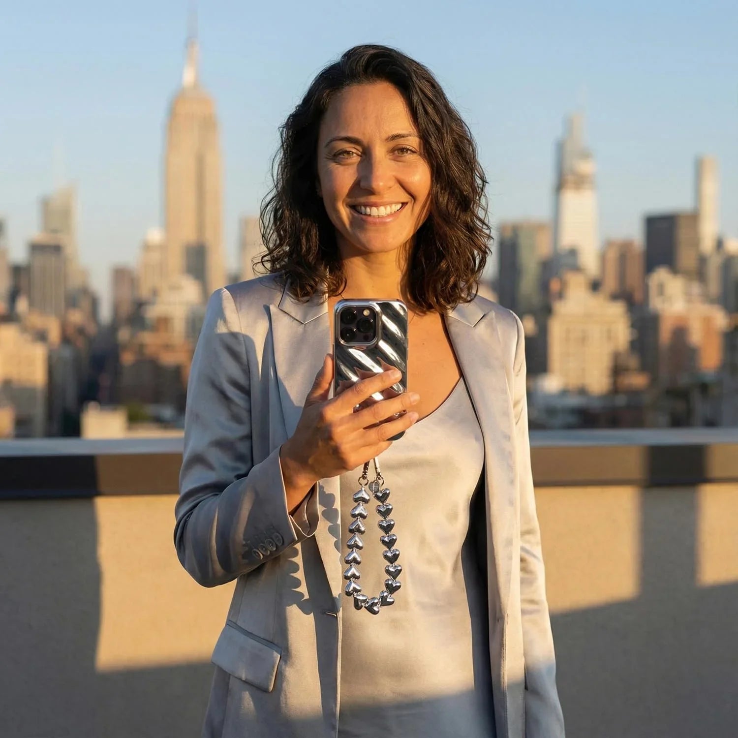 Handykette Heart - silber - silber