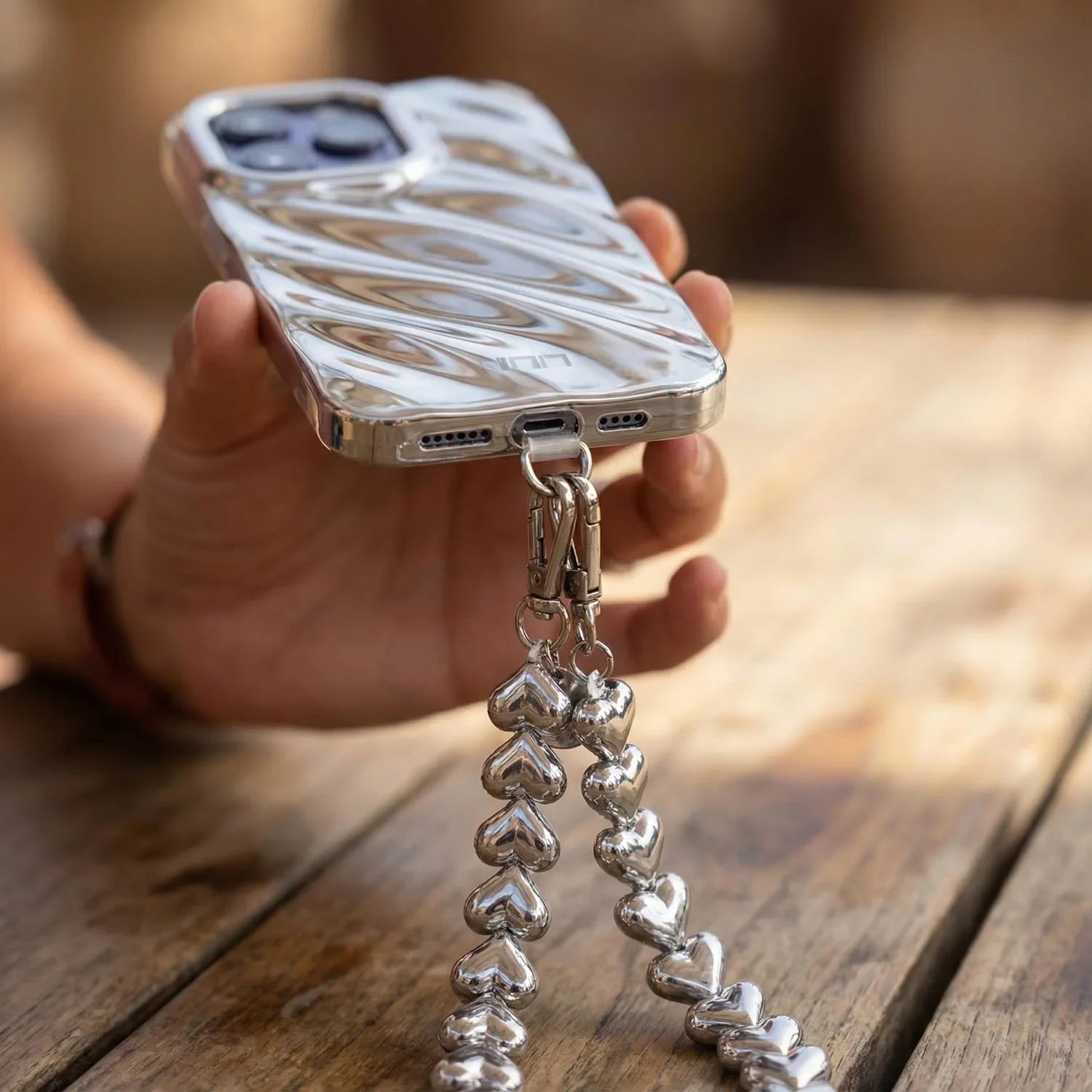 Handykette Heart - silber - silber