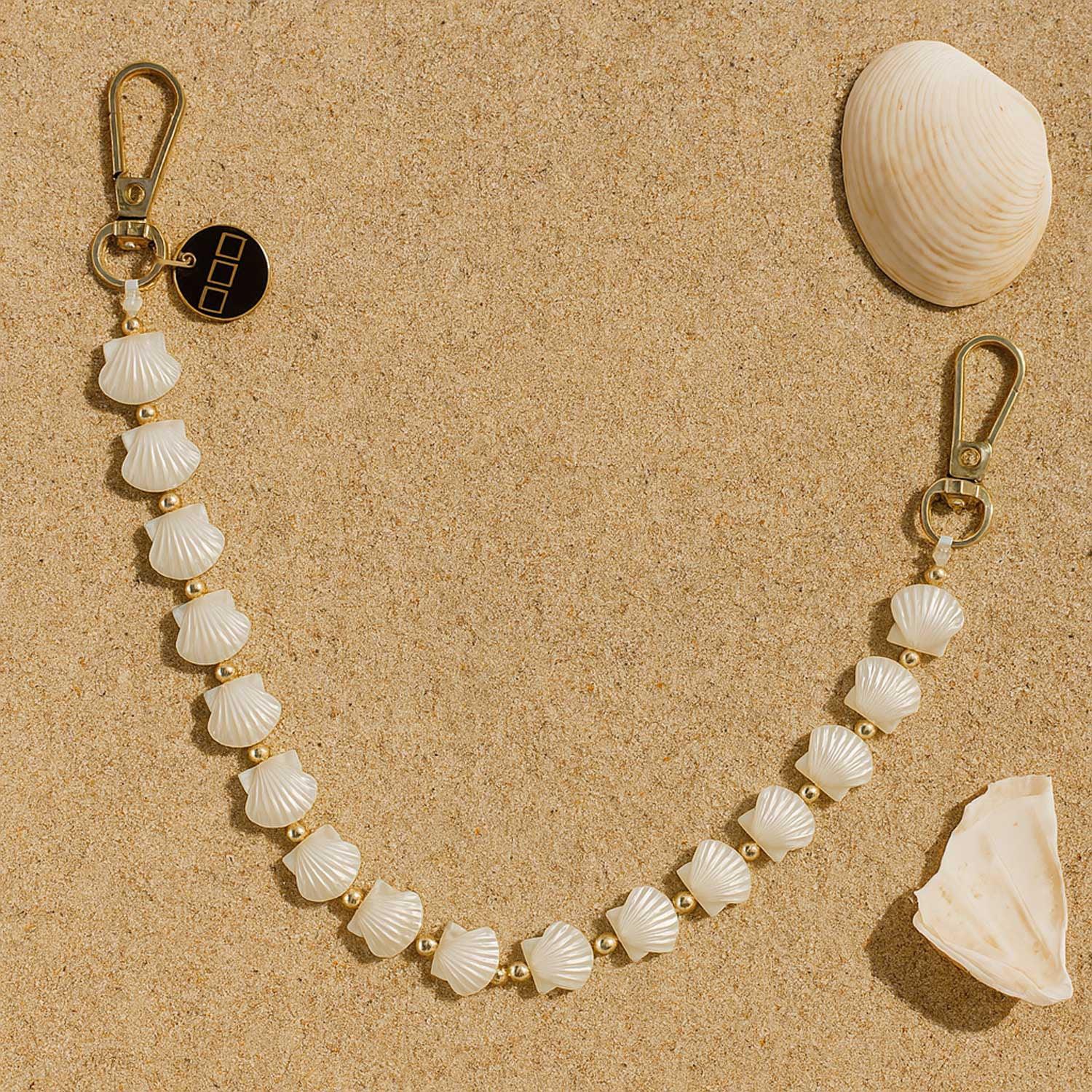 Handykette Shell - weiß - gold