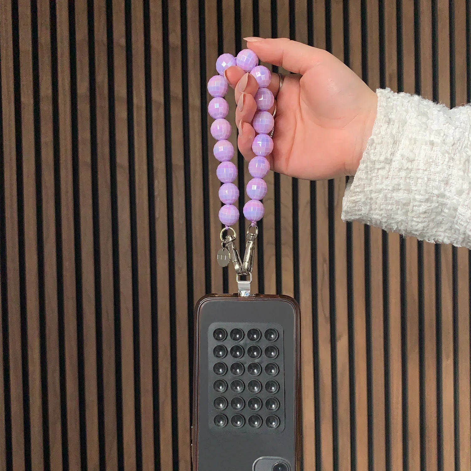 Handykette Discokugel - lila - silber
