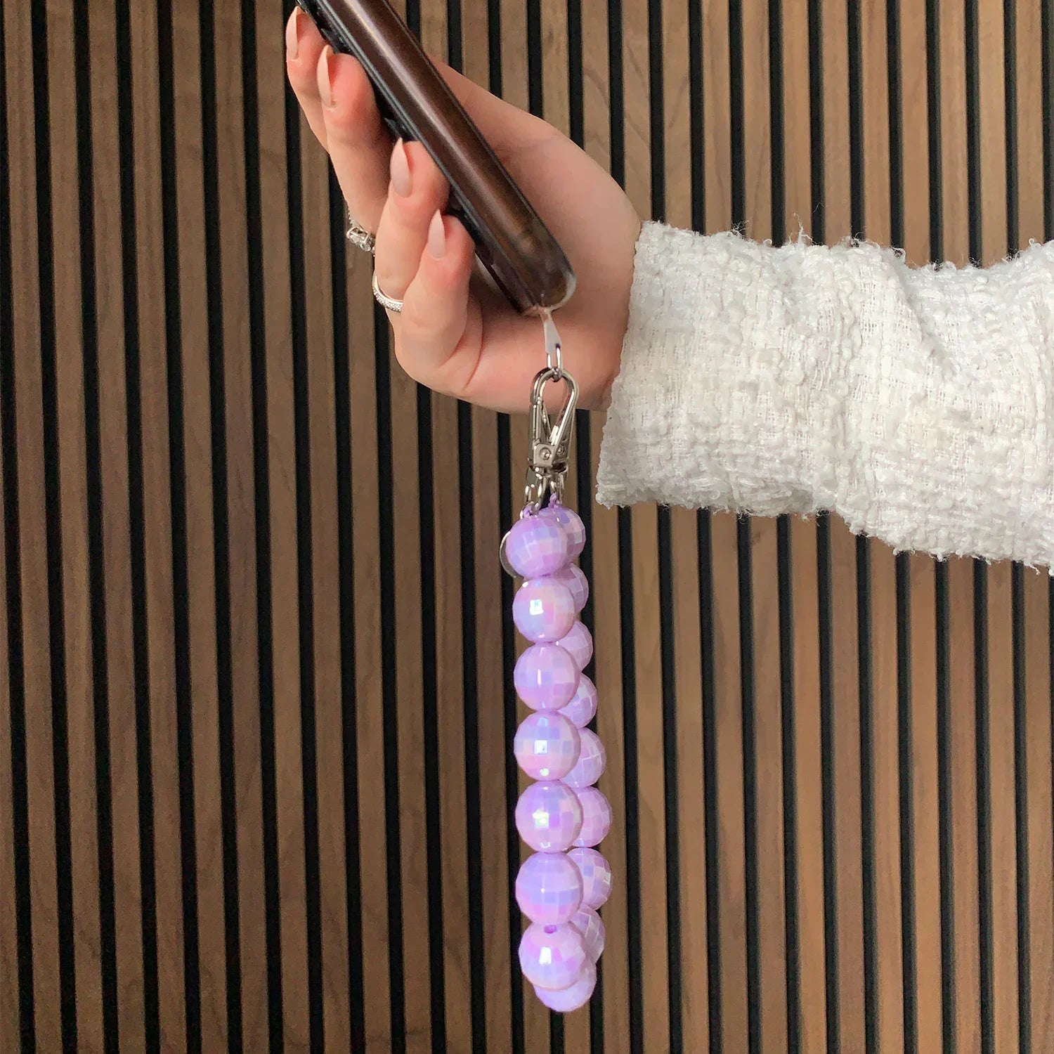 Handykette Discokugel - lila - silber