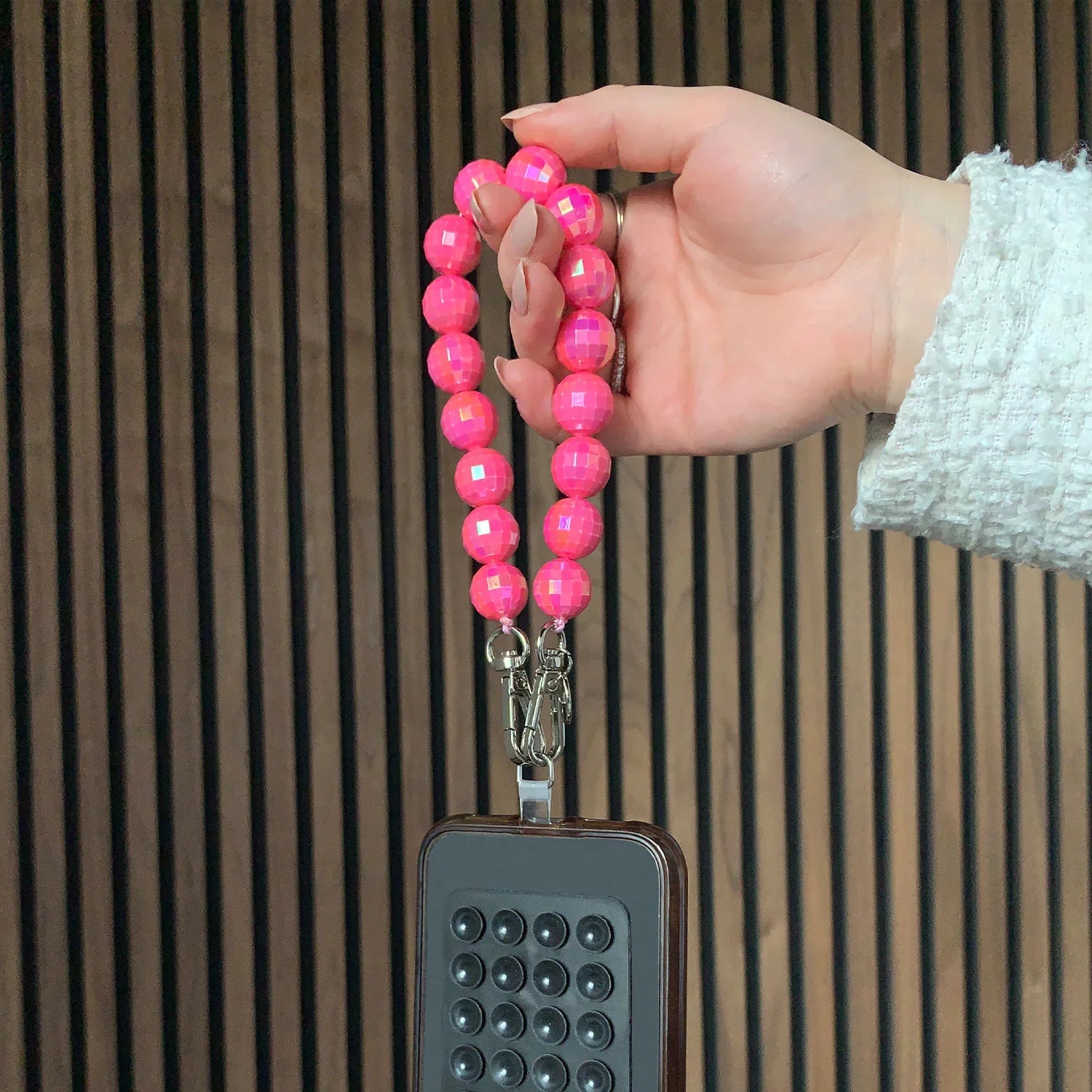 Handykette Disco - pink - silber