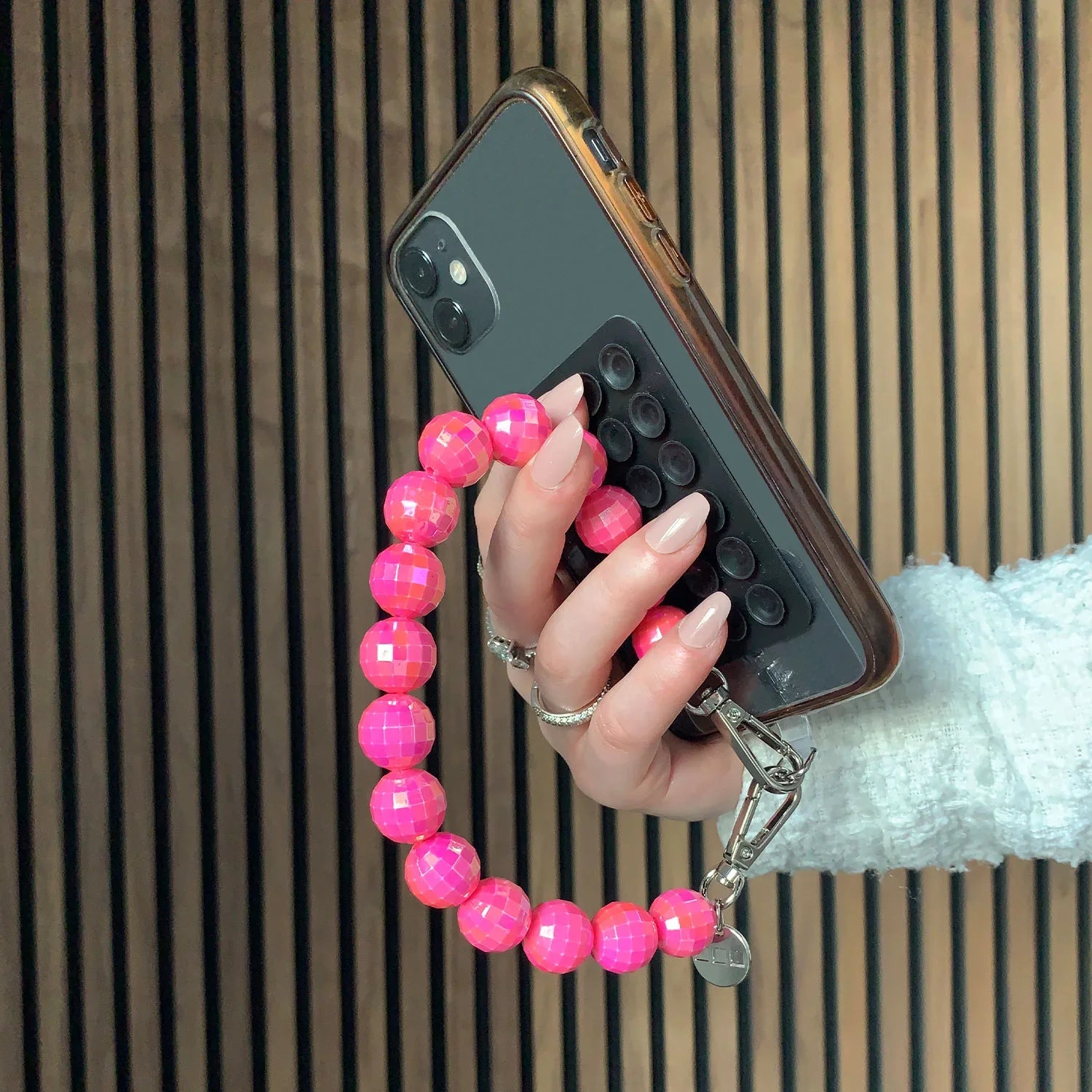 Handykette Disco - pink - silber