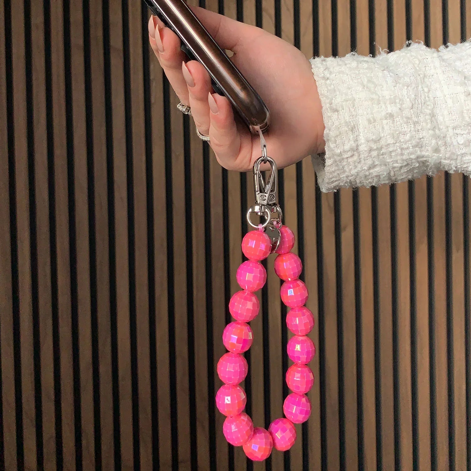 Handykette Disco - pink - silber