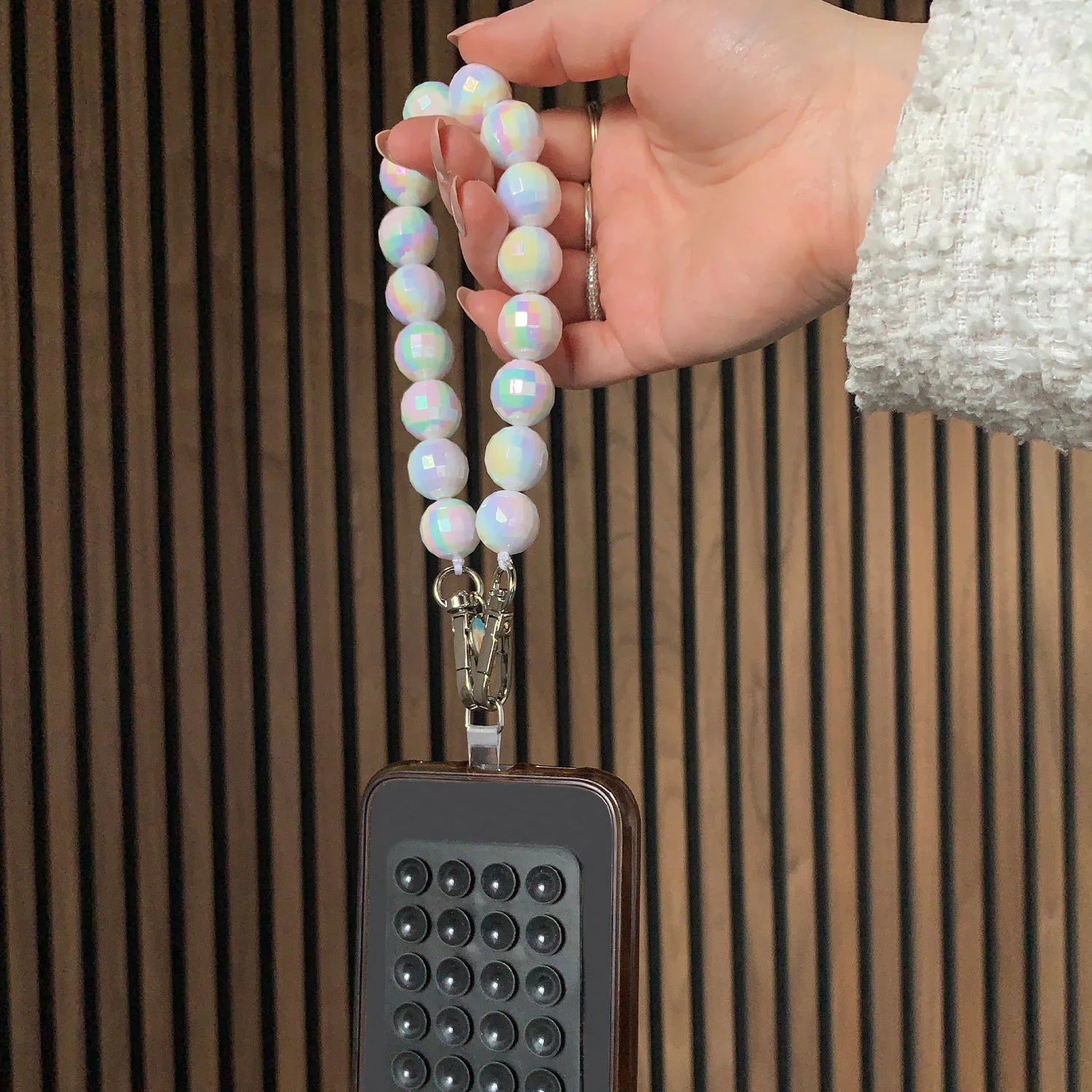 Handykette Disco - weiß - silber
