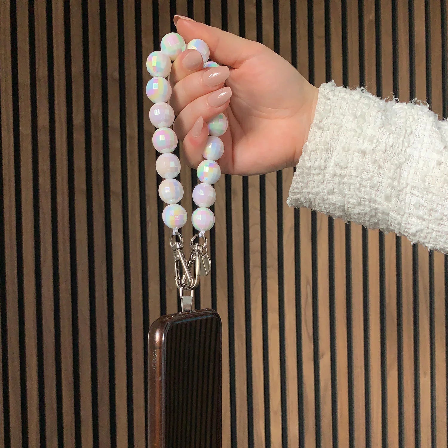 Handykette Disco - weiß - silber