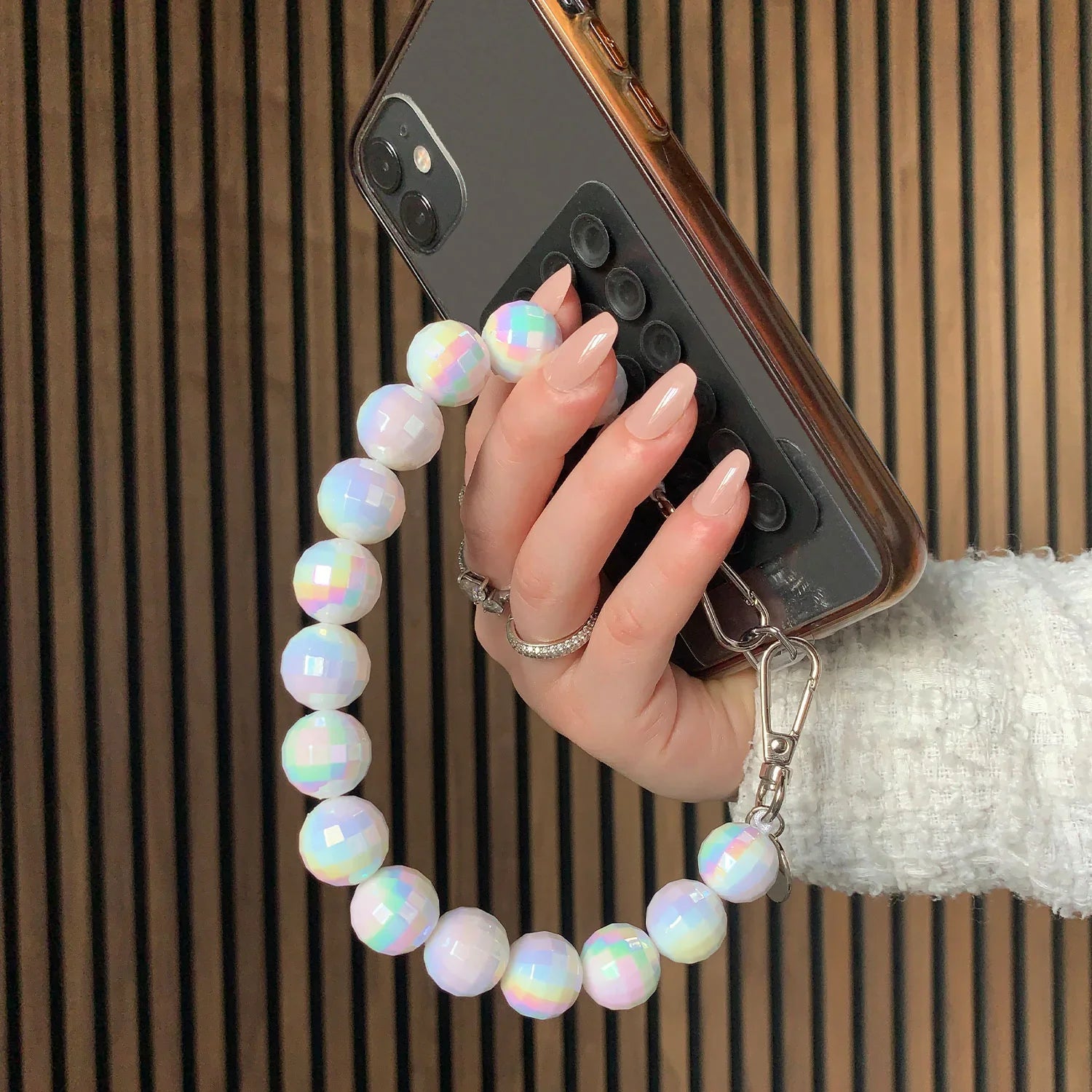 Handykette Disco - weiß - silber