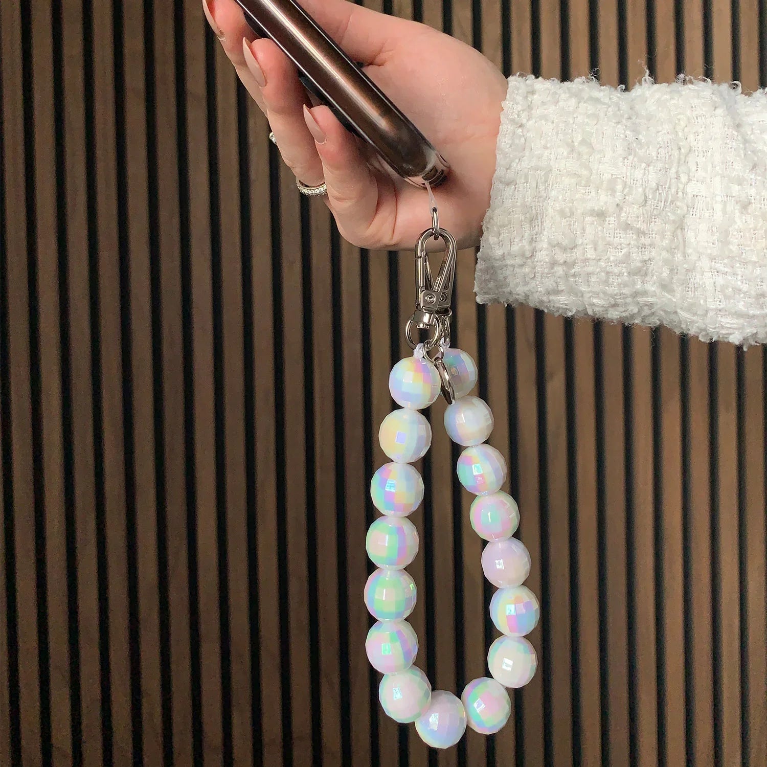 Handykette Disco - weiß - silber