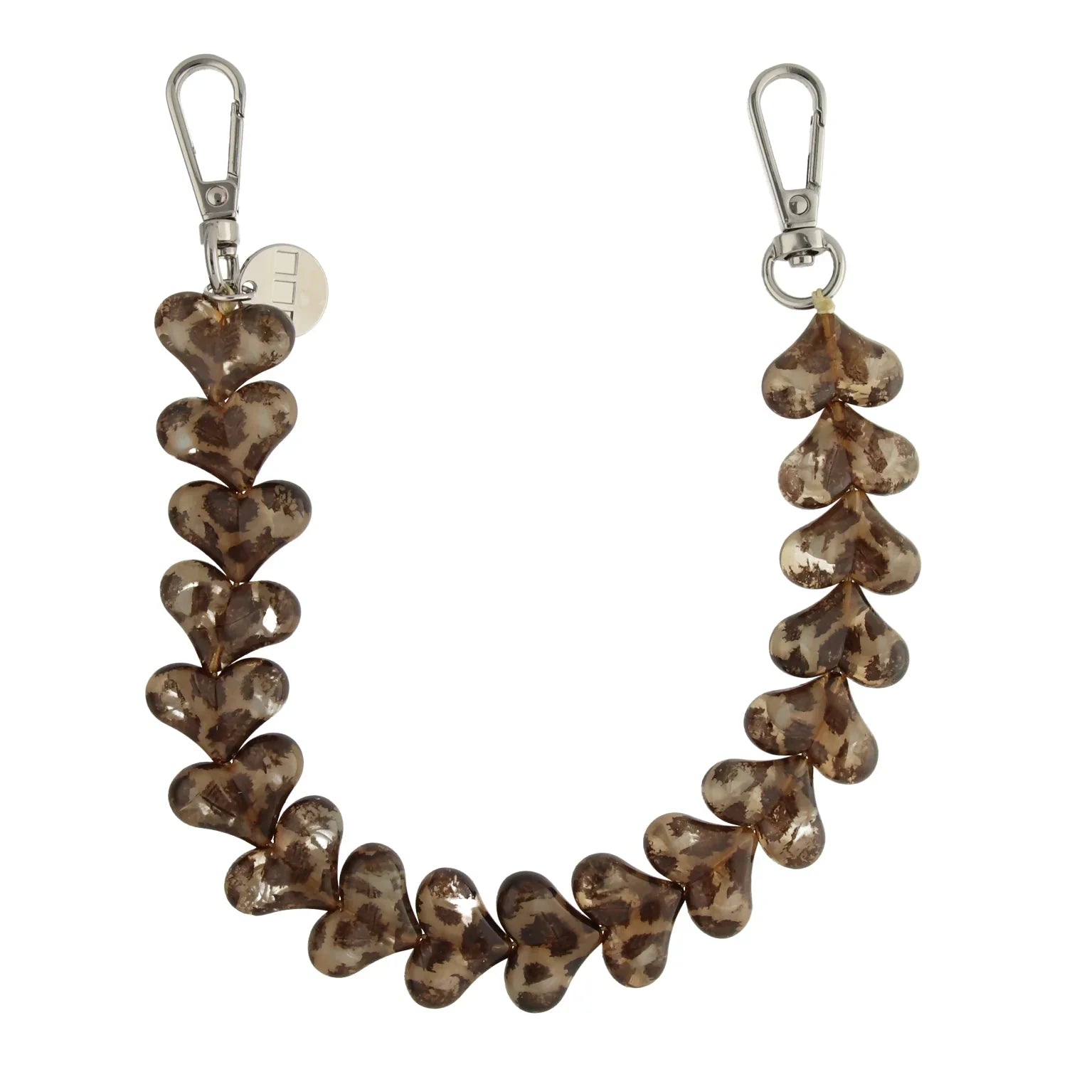 Handykette Heart – Leopard Braun – Silber