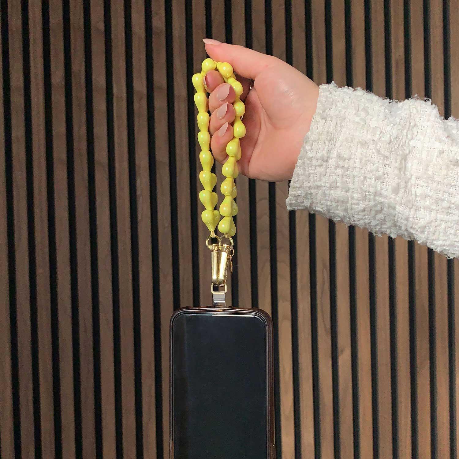 Handykette Herz - gelb - gold