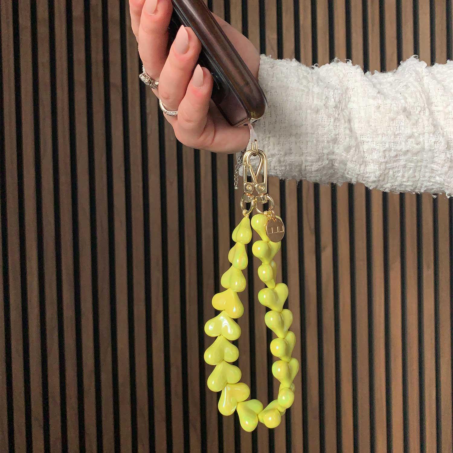 Handykette Herz - gelb - gold