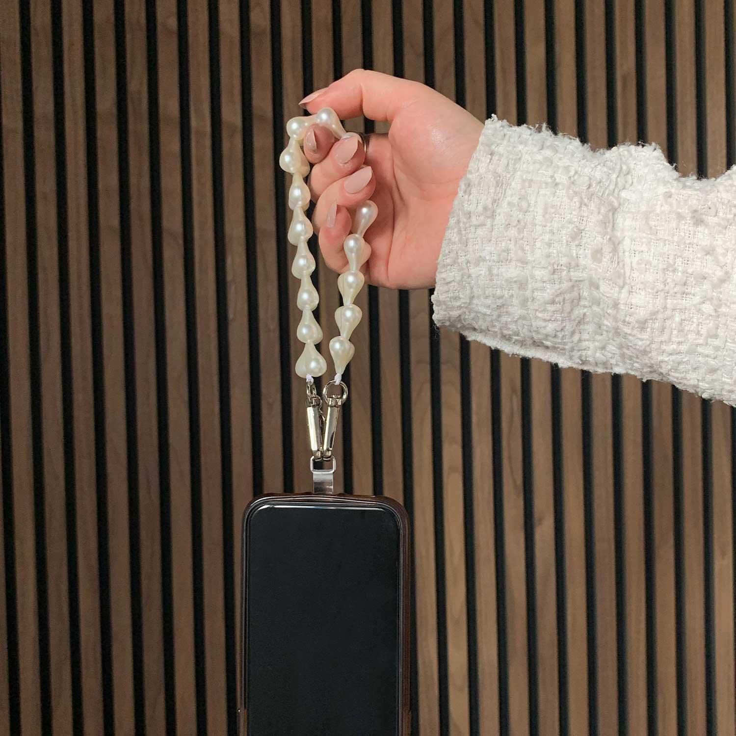 Handykette Herz - weiß - silber