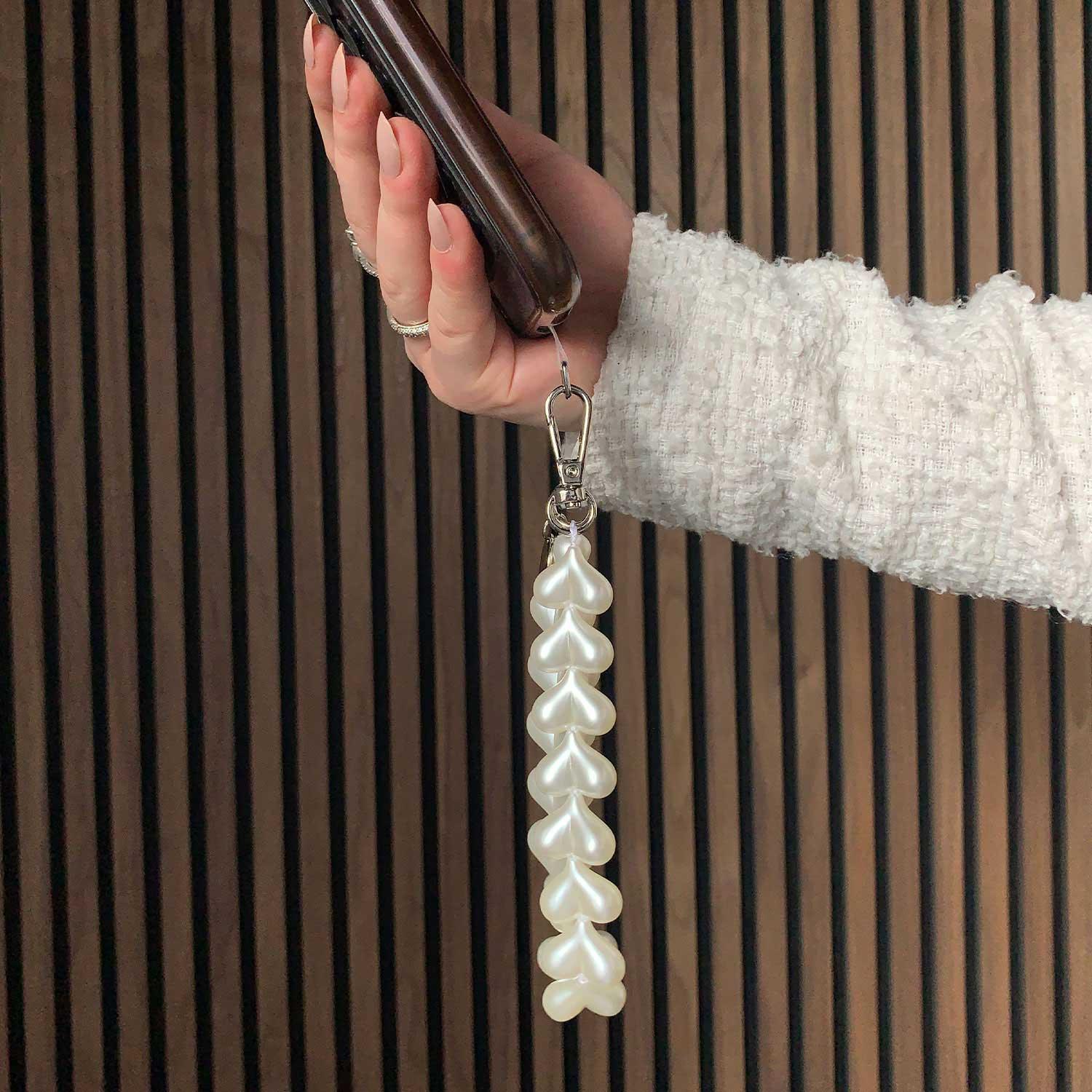 Handykette Herz - weiß - silber