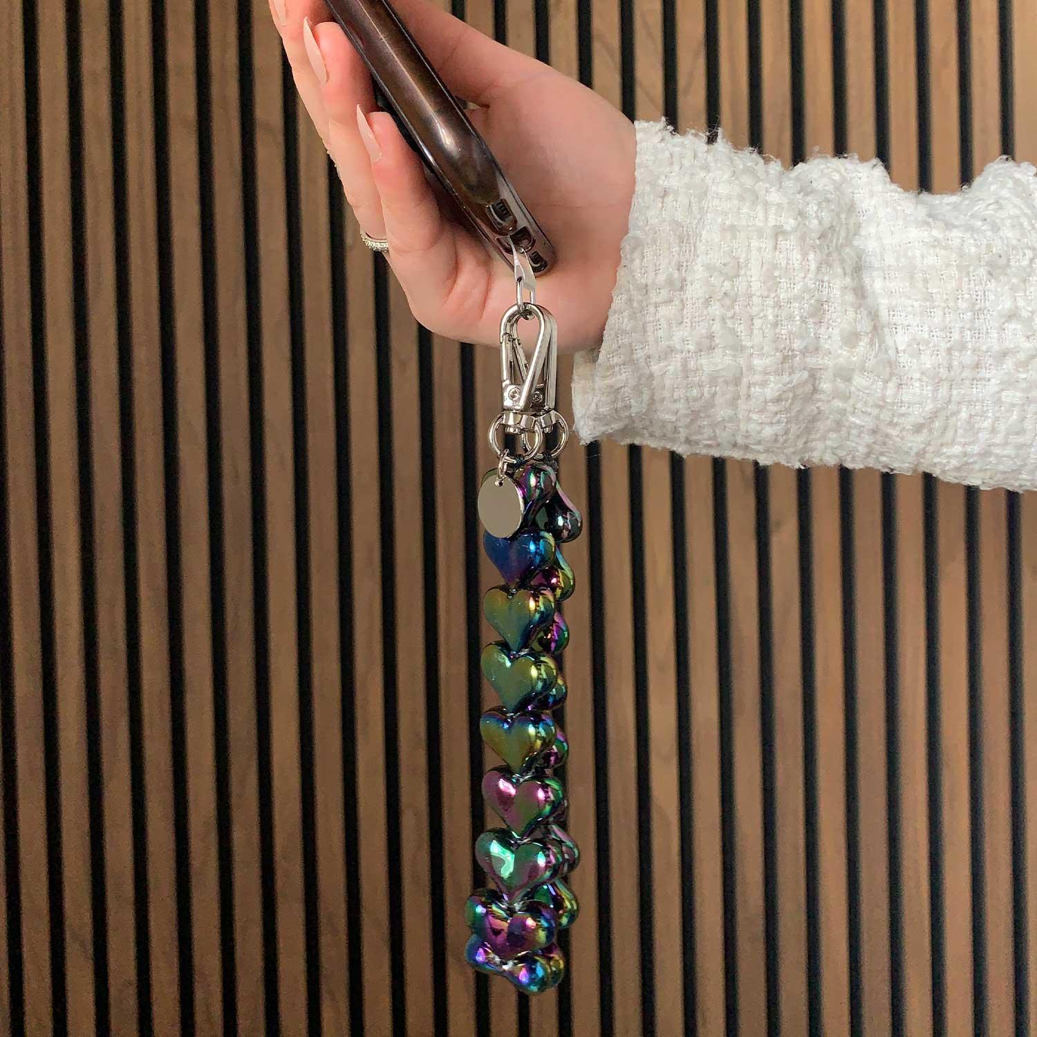 Handykette Heart - schwarz - silber