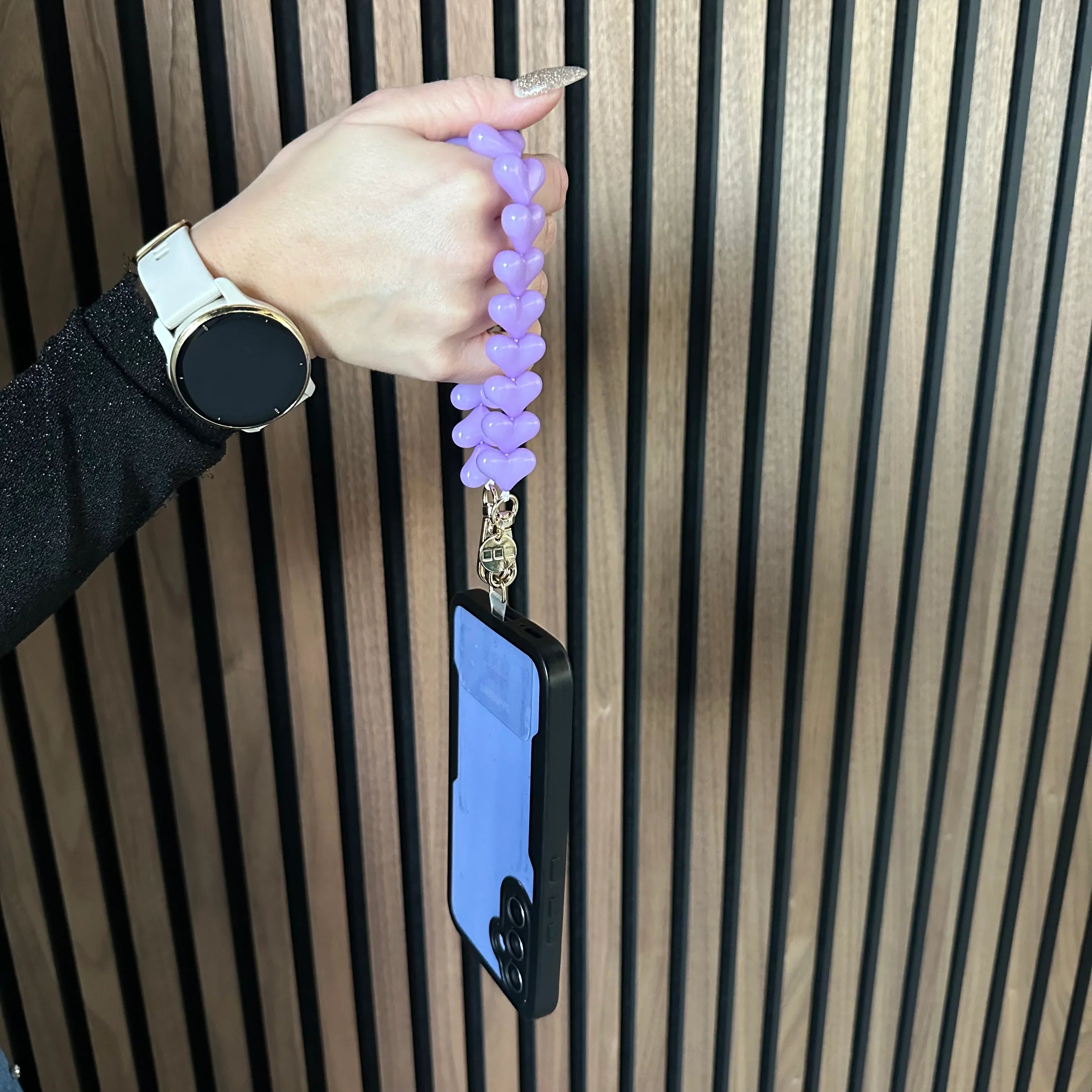 Handykette Herz - Lila - Silber