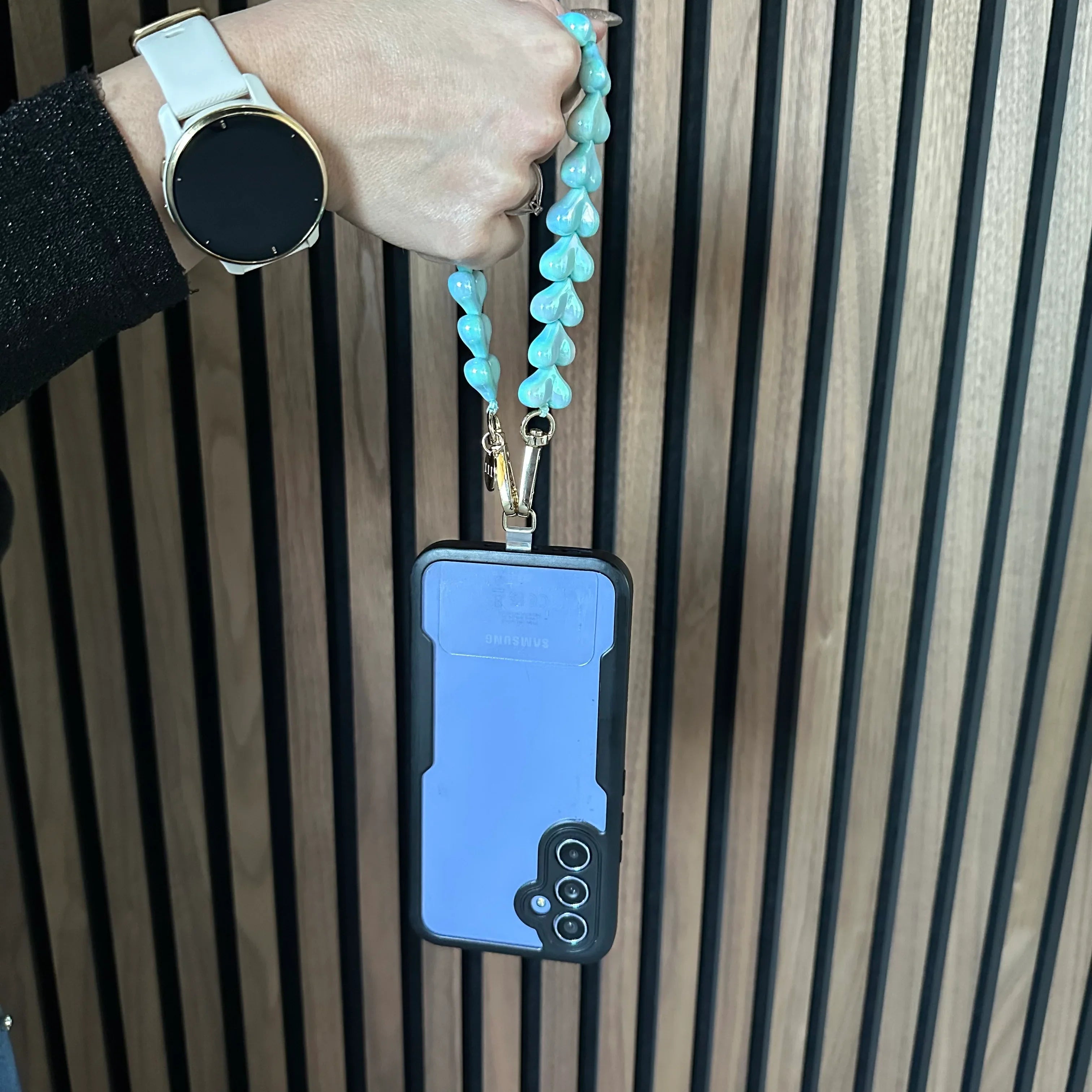 Handykette Herz - grün glänzend - silber