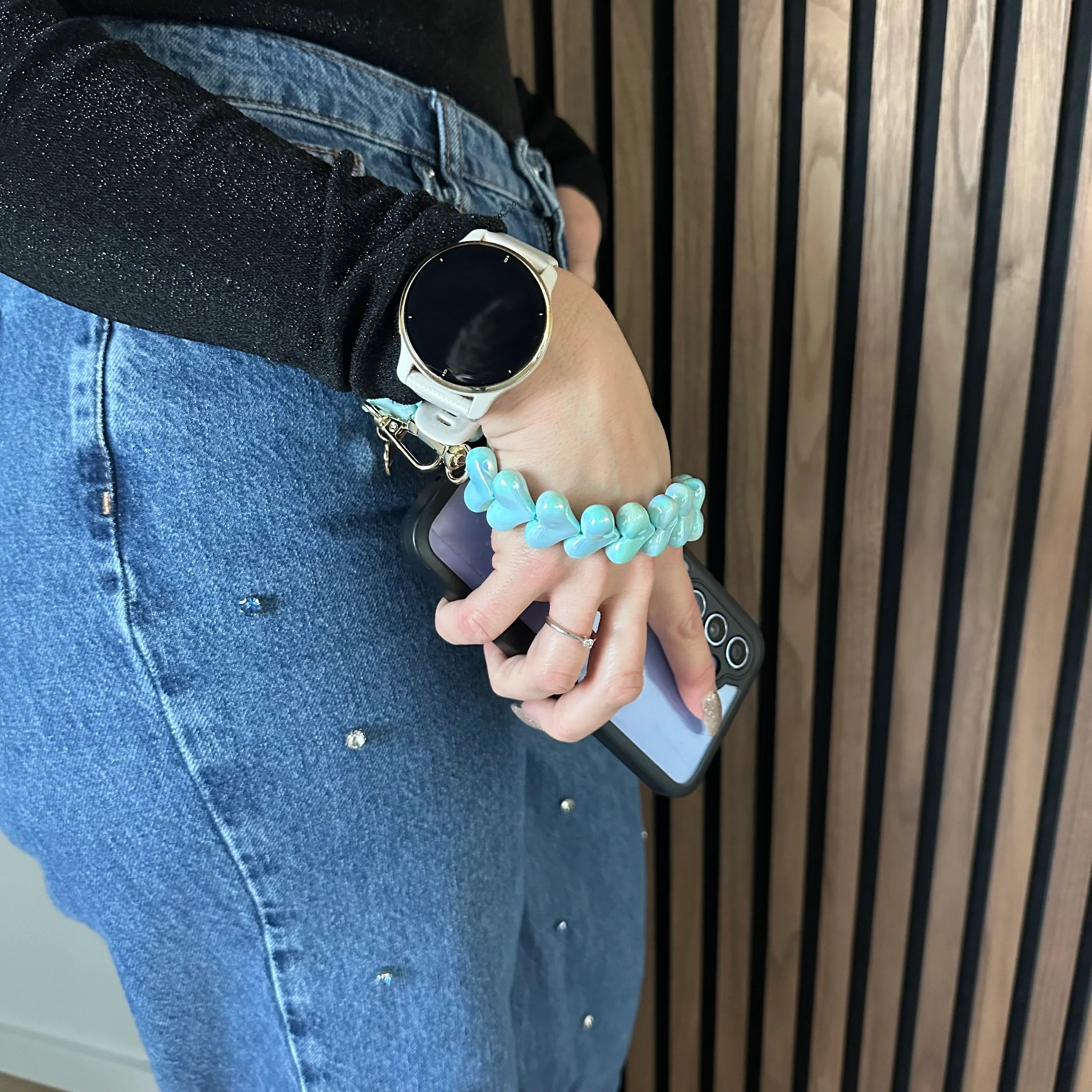 Handykette Heart – grün glänzend – gold
