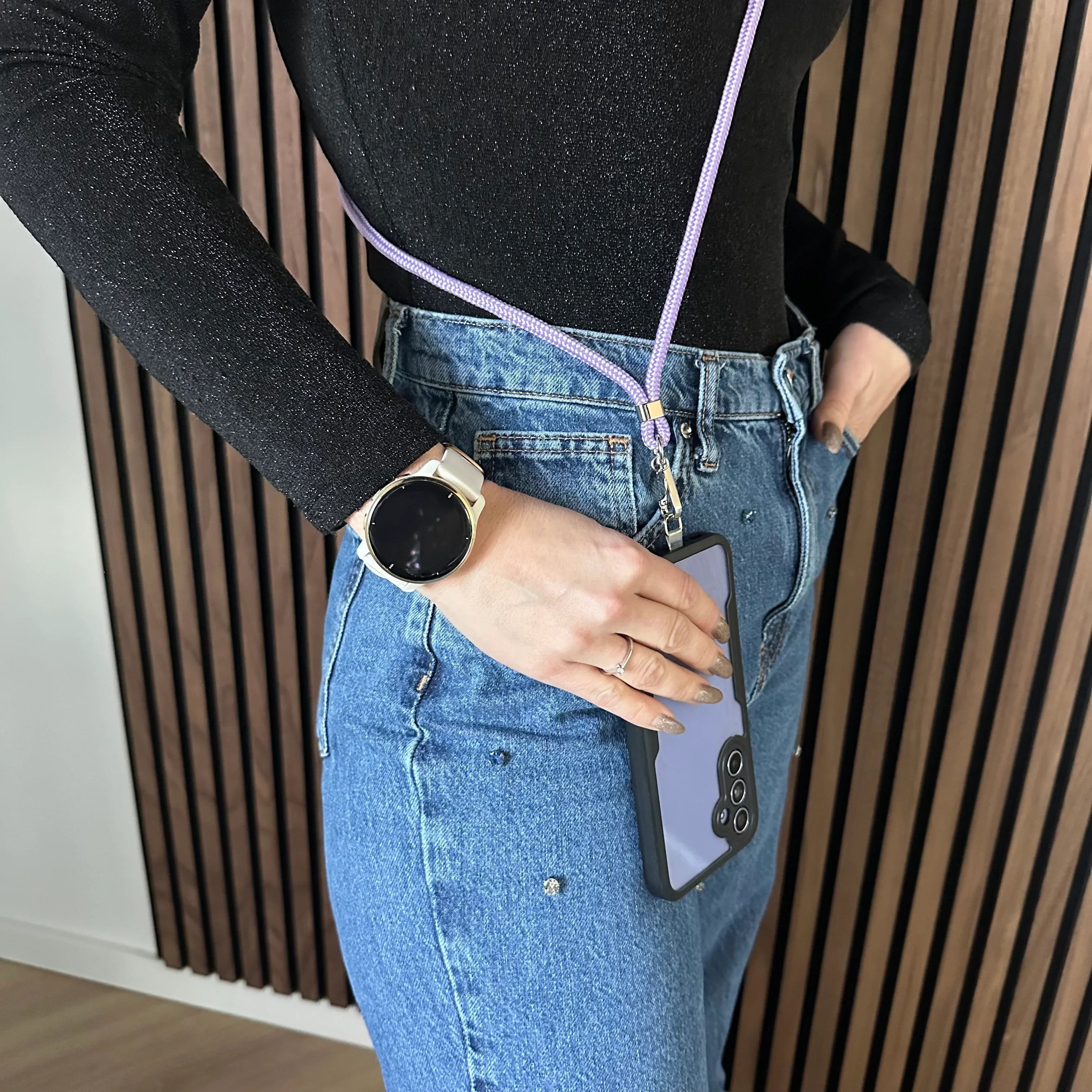 Handykette Longa – Lila – Silber