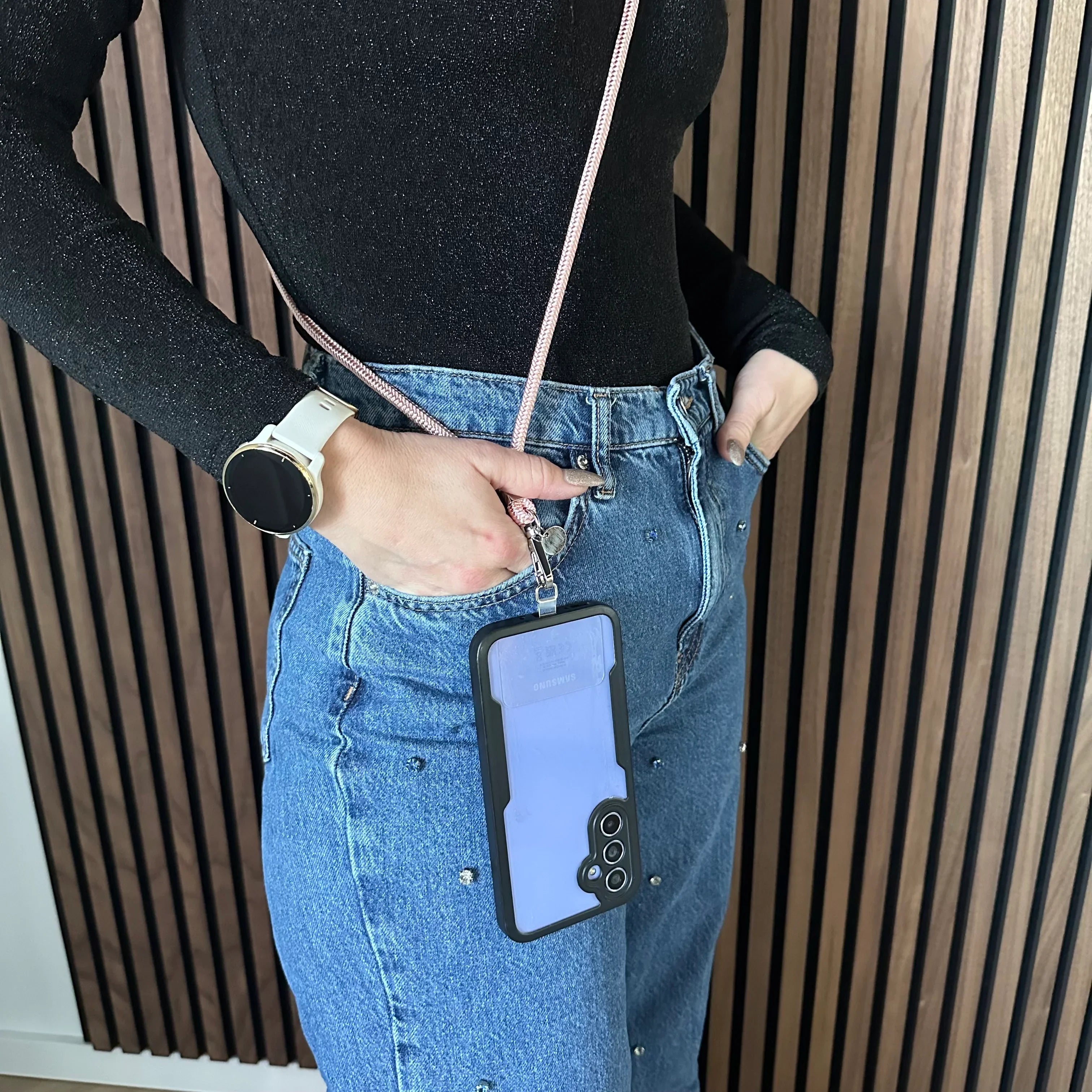 Telefonband Longa - rosé - silber