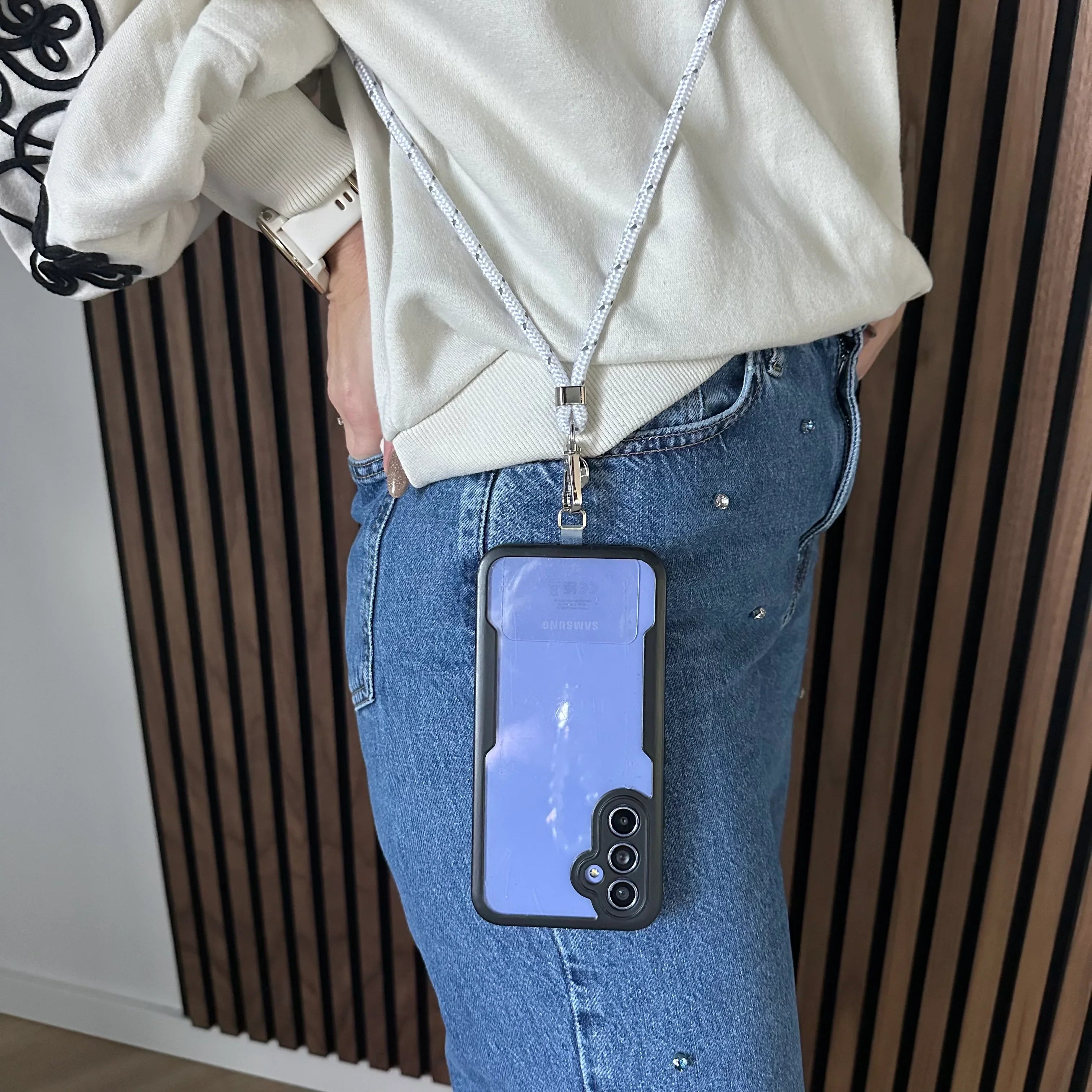 Handykette Longa - weiß - silber