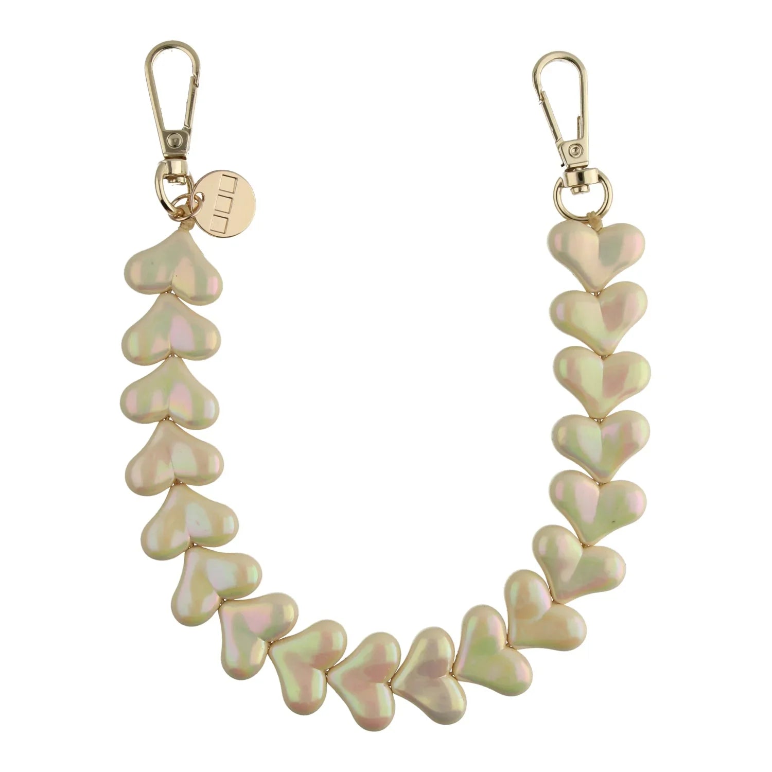 Telefonband Heart - beige glitzernd - gold