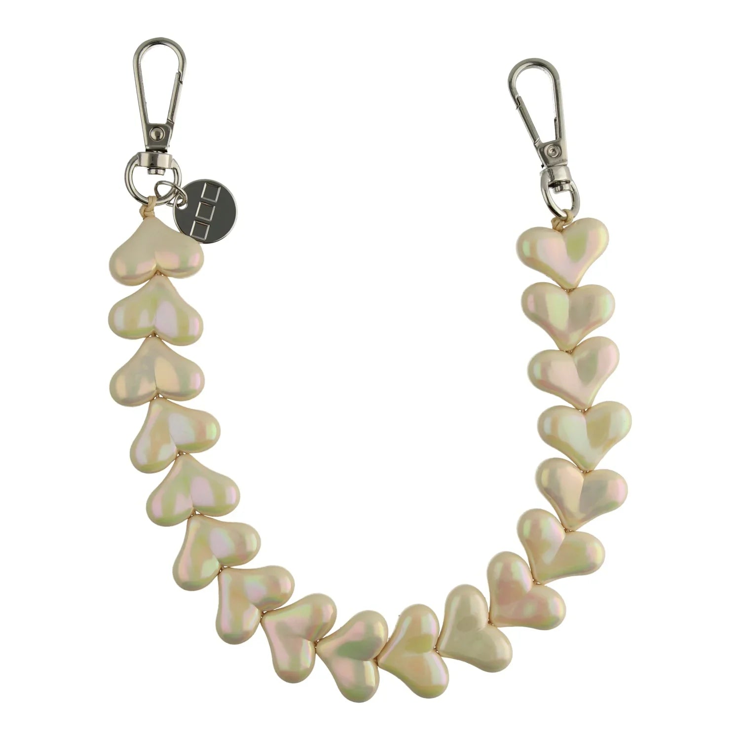 Handykette Herz - beige glänzend - silber