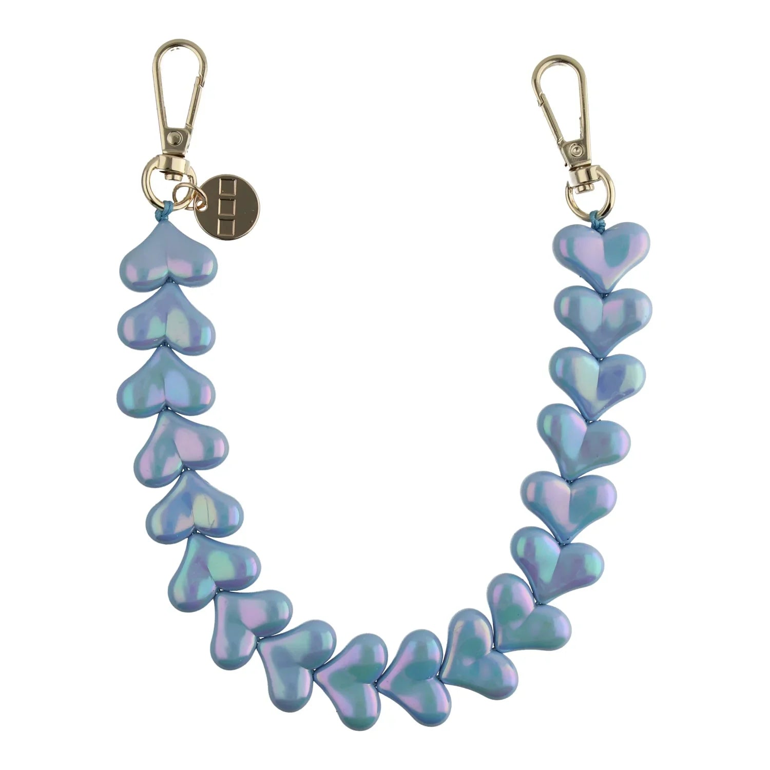 Handykette Heart - blau glitzernd - gold