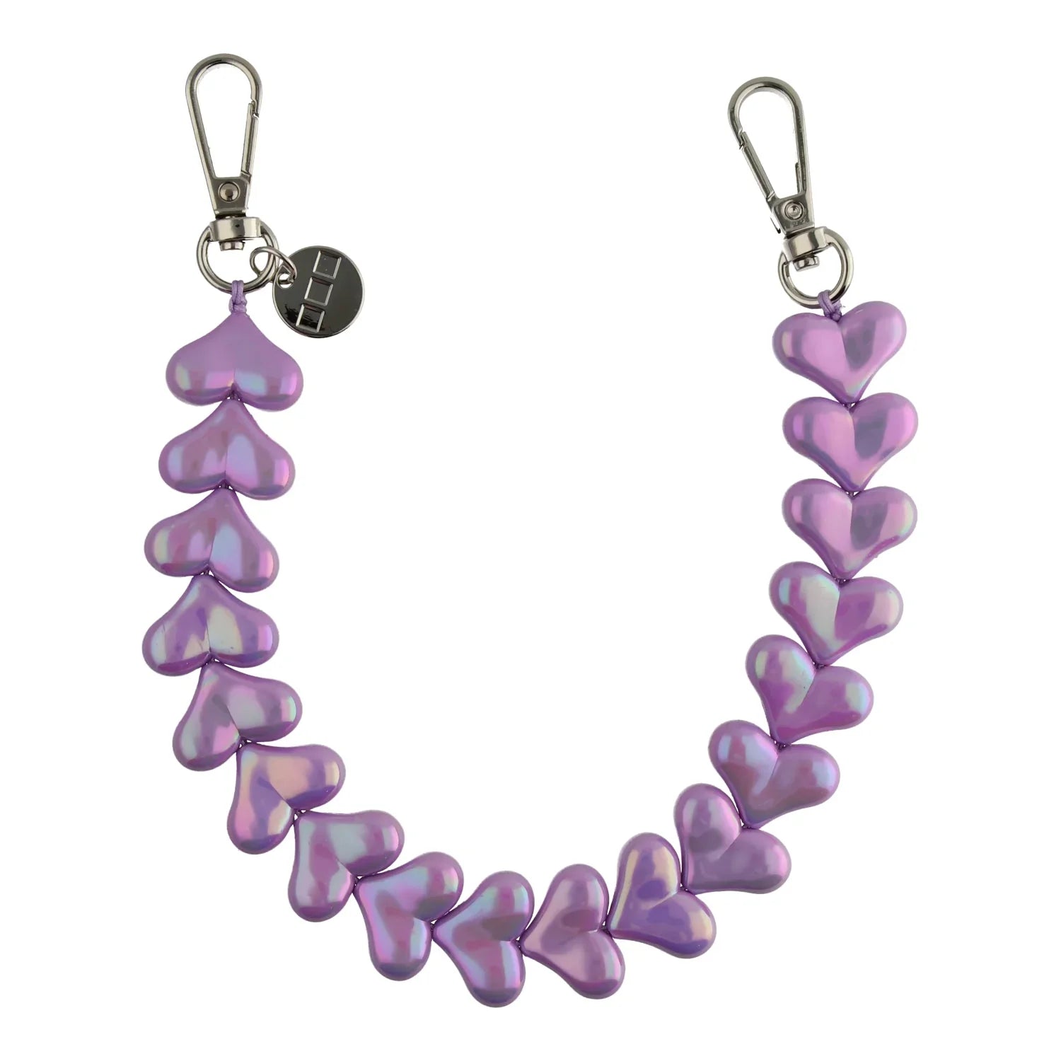 Handykette Herz - lila glitzernd - silber