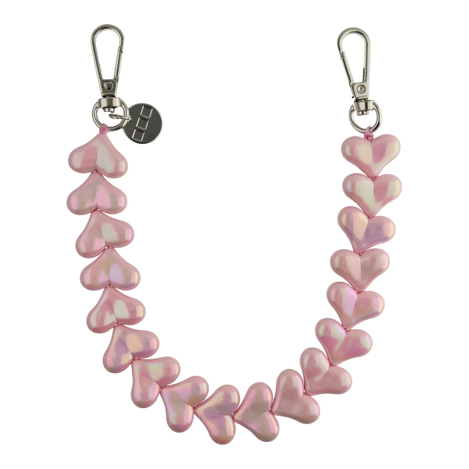 Handykette Herz - rosa glitzernd - silber