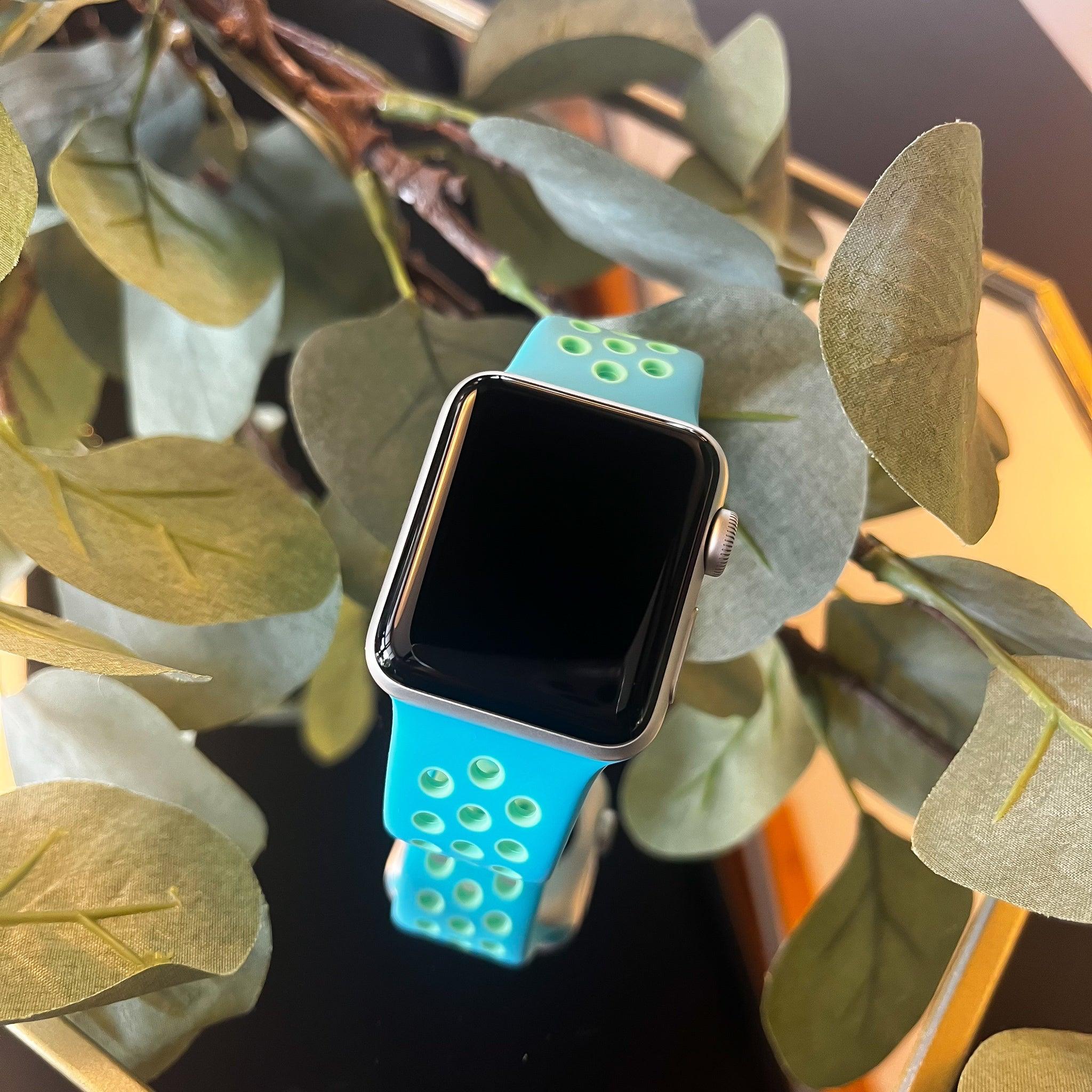 Apple Watch Armband – doppelt – Silikon – Chlorblaugrün schimmernd